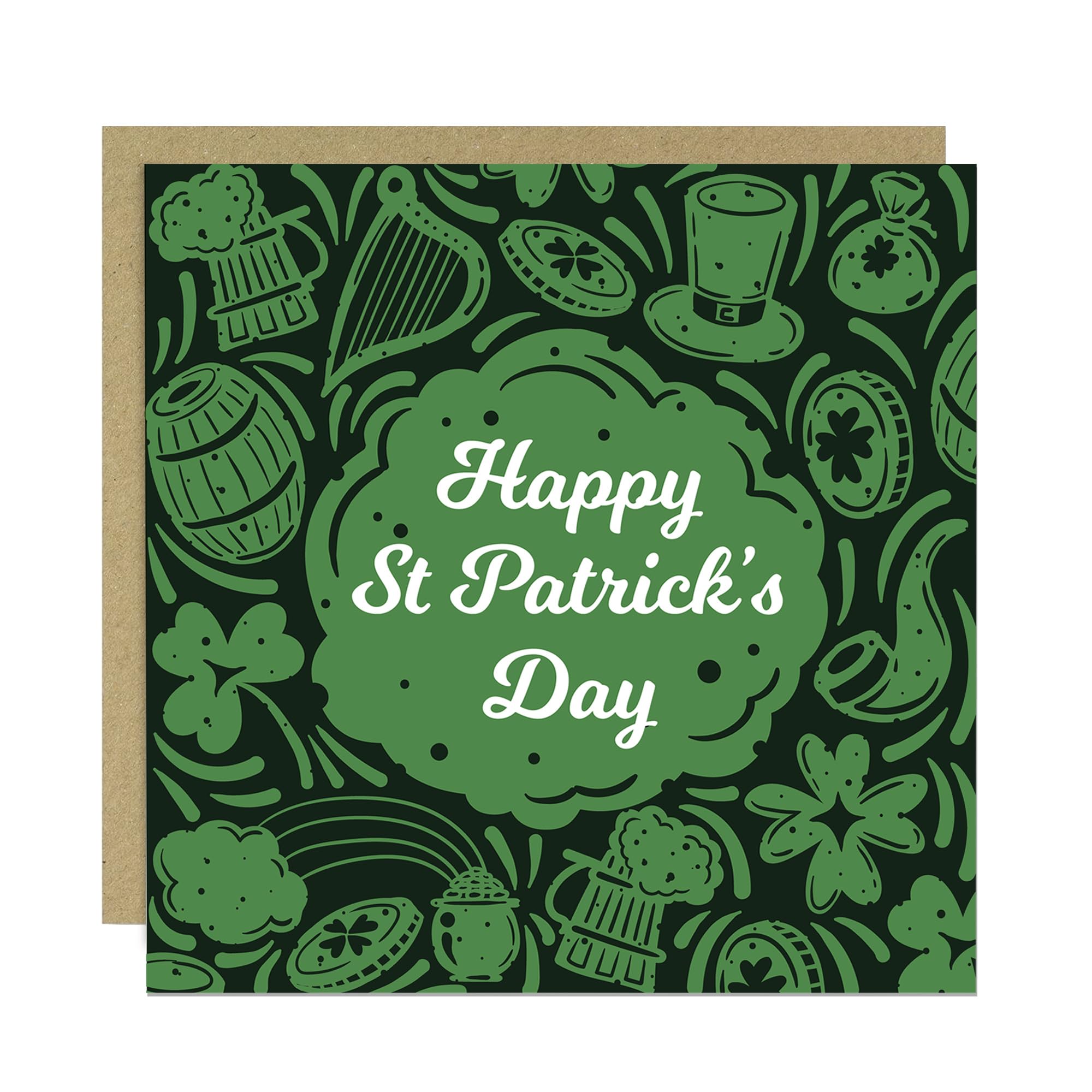 RED OCEAN St Patricks Day Card - Irish Shamrock Card for Best Friend Husband Wife Dad Mum Paddy's Day - 14.5x14.5cm Card With Envelope, Happy St Patrick's Day Card