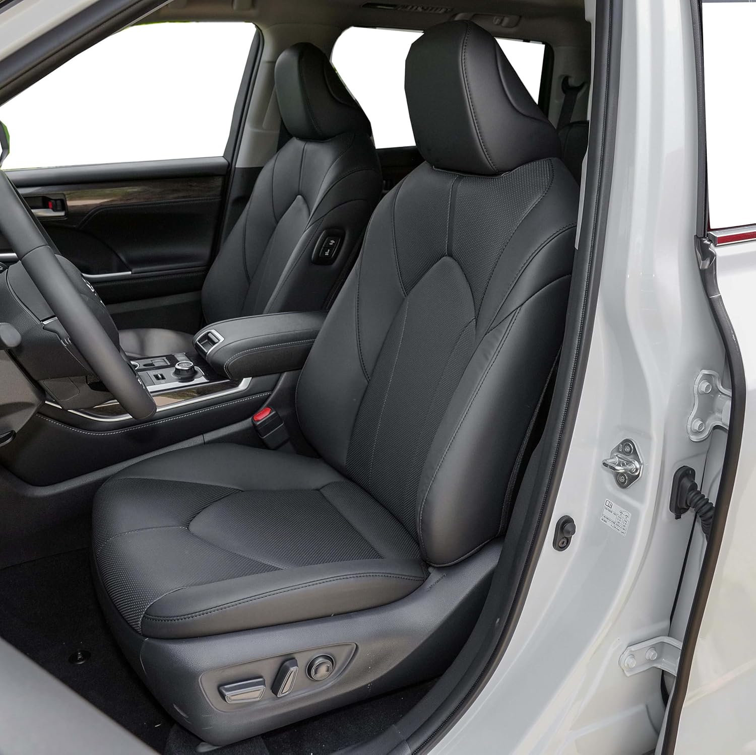 Custom Fit for Toyota Highlander 2015-2019 3 Rows 8 Seats Models Seat Covers Full Coverage Faux Leather Waterproof and Airbag Compatible(Black)