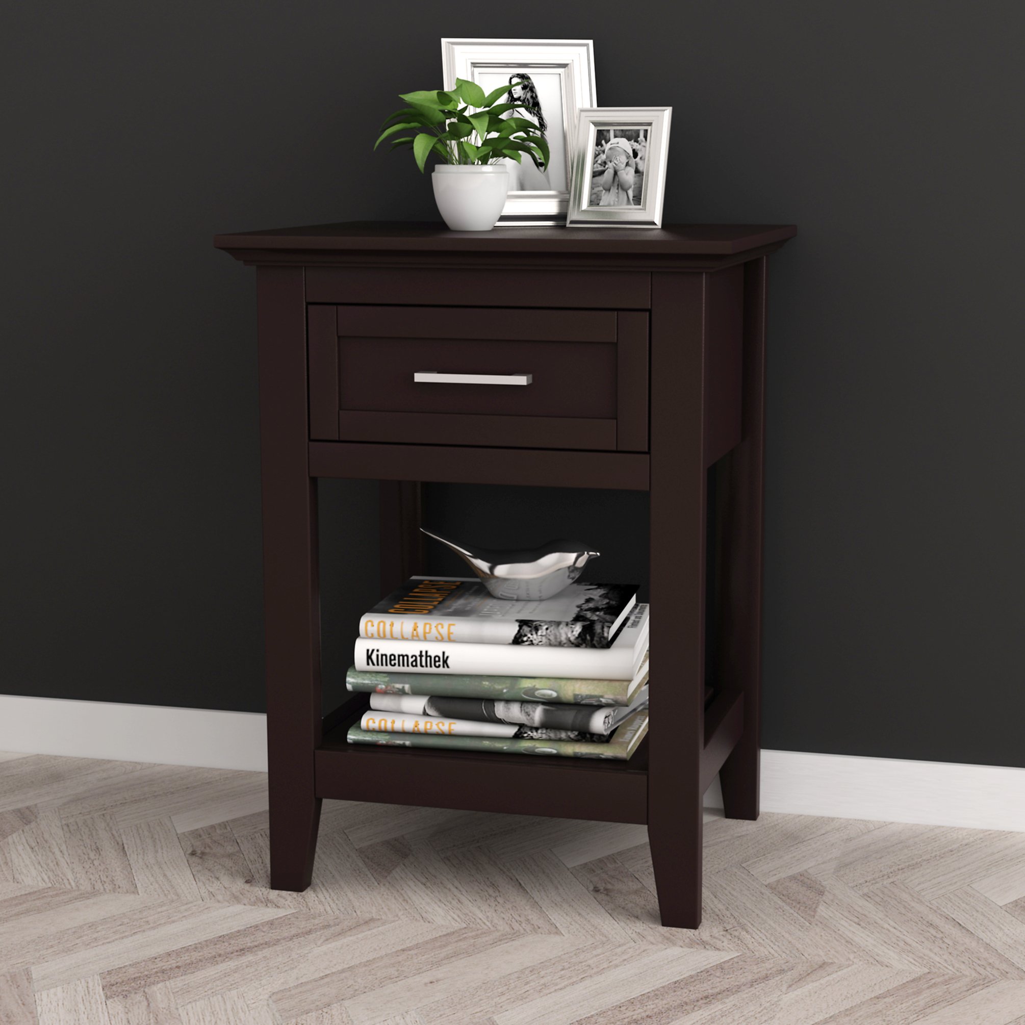 Espresso Finish Modern Nightstand Side E Buy Online In Guam At Desertcart