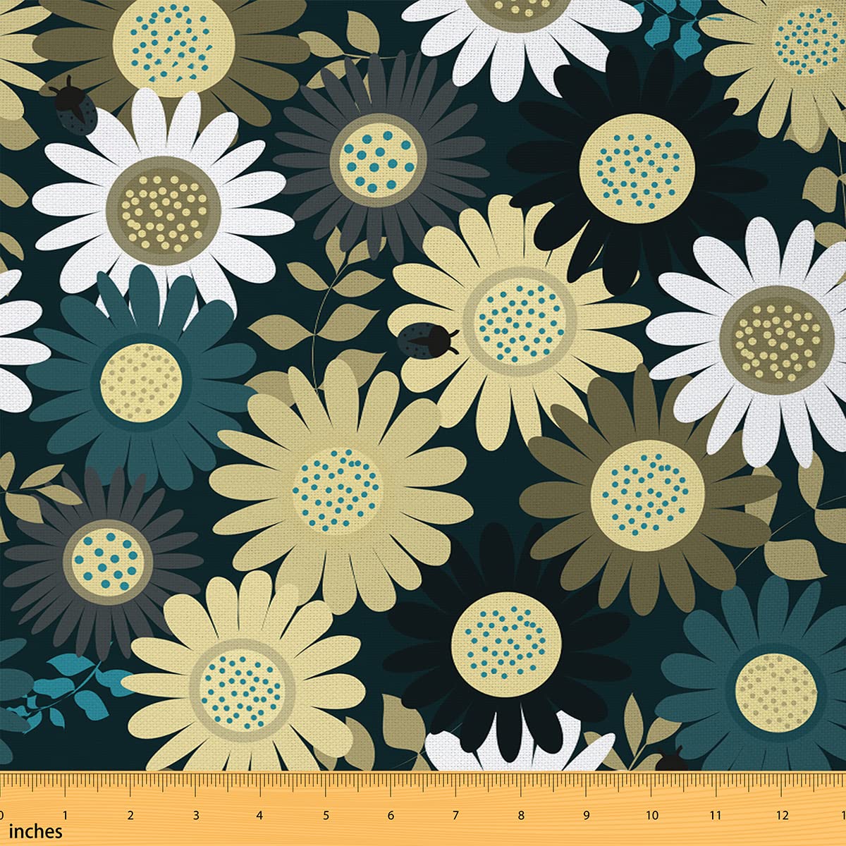 Tela impermeable con estampado de margaritas de The Yard amarillo blanco floral estilo rústico tela decorativa para tapicería y proyectos de bricolaje para el hogar, flores retro, tela de tapicería