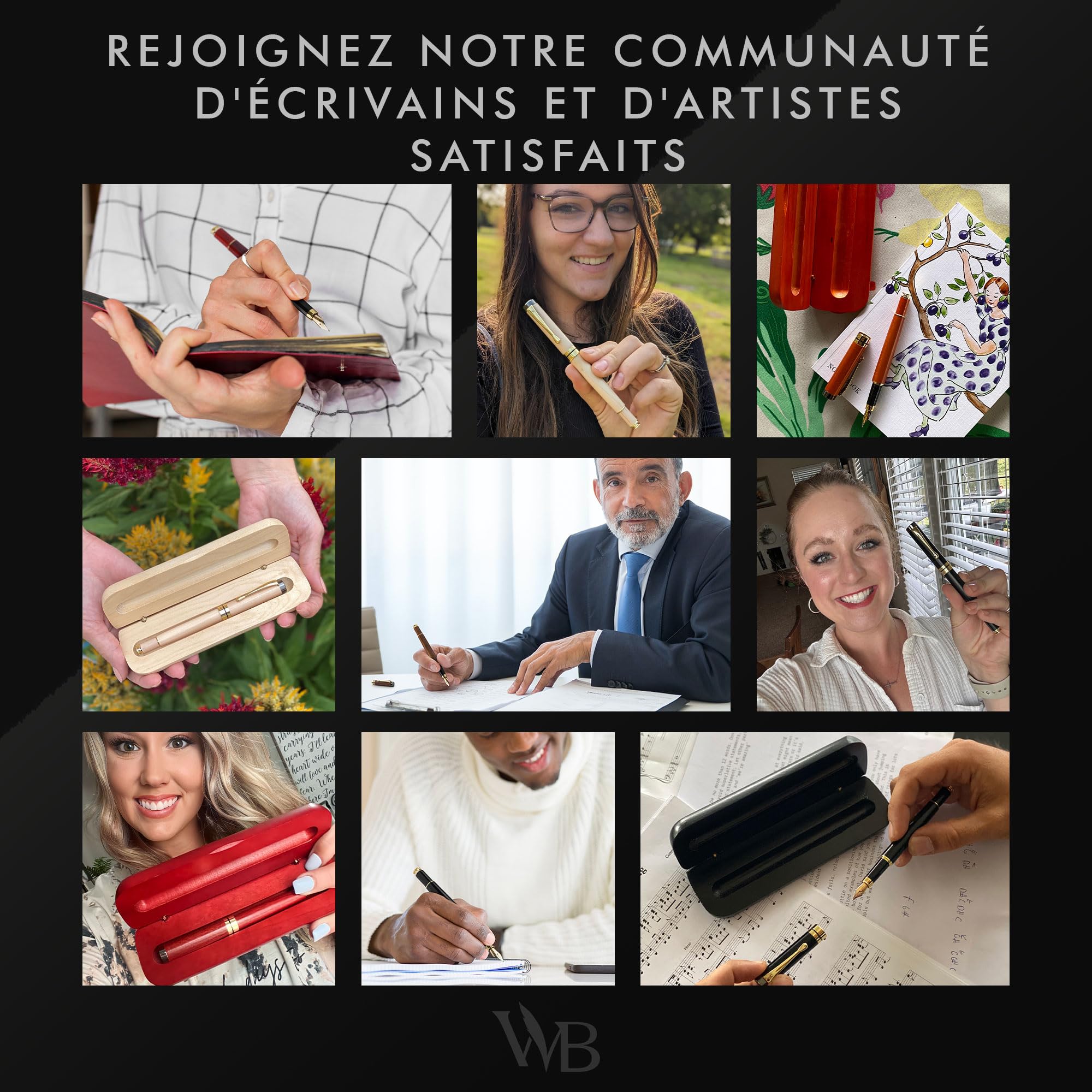 Wordsworth & Black Ensemble de stylo-plume, bois de bambou de - plume moyenne, coffret cadeau; Comprend 6 cartouches d'encre, un convertisseur de recharge d'encre; Calligraphie, dessin [Bois de rose]