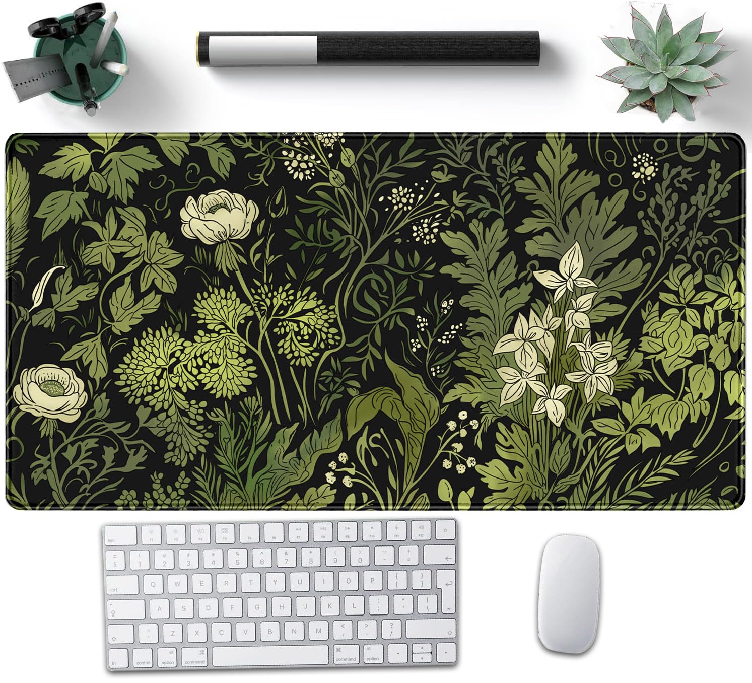 Green Weed Plant Gaming Mouse Pad - 12x31.5 Inch Large Extended Desk Mat Non-Slip Rubber