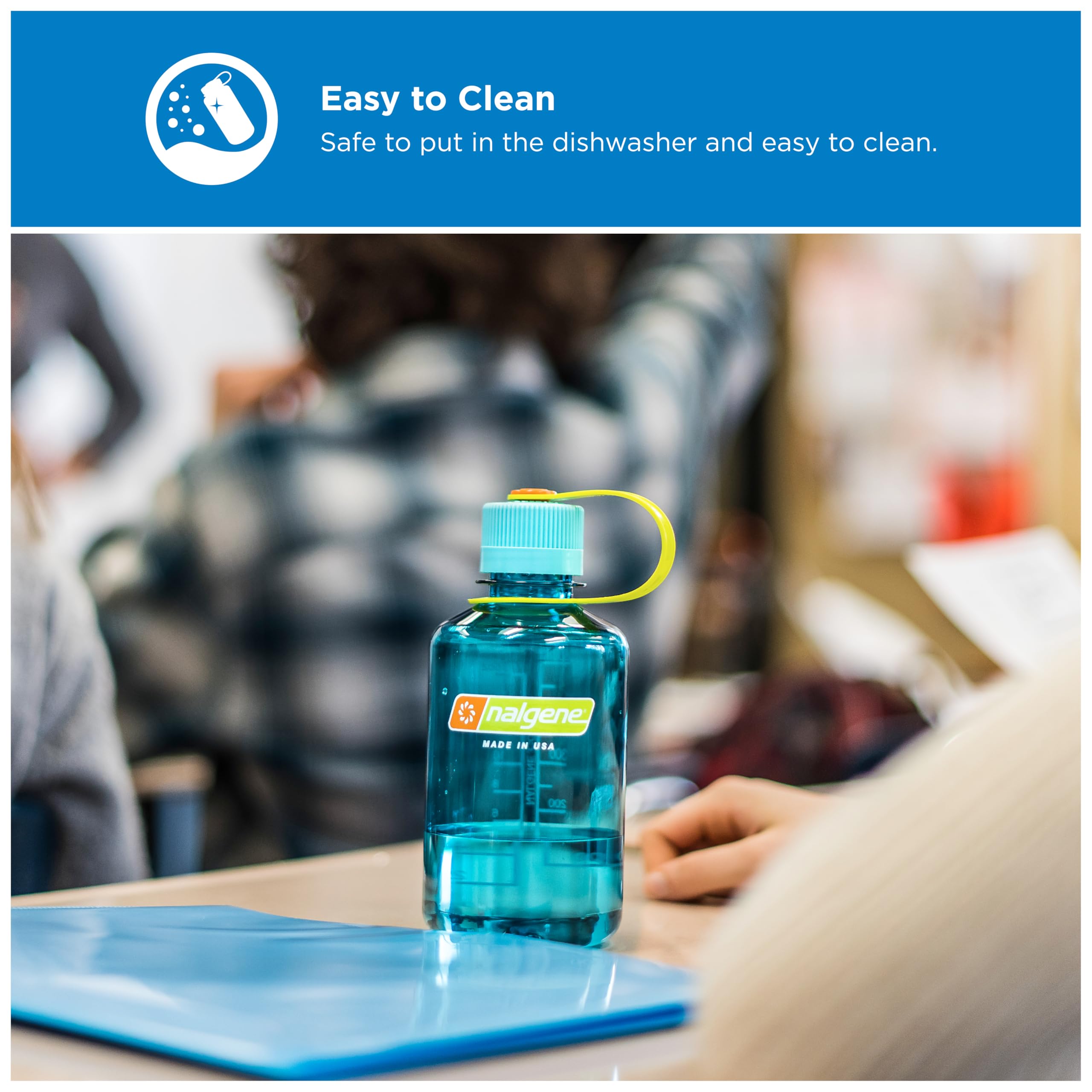 Nalgene Sustain Butelka na wodę z tritanu, bez BPA, wykonana z materiału pochodzącego w 50% z tworzywa sztucznego, 473 ml, wąski otwór, Cosmo