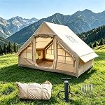 Inflatable Camping Tents with Pump, Air Glamping Tents, Easy Setup Waterproof and Windproof Blow up Tent, 4 Seasons Oxford Cabin Tent.