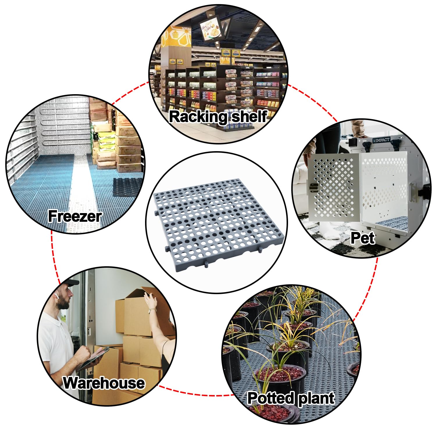 Paletas de plástico, 3 unidades, impermeables, rejillas de almacenamiento, rejillas transpirables, paletas de ventilación, paletas ligeras y anidables, paletas de plástico para almacenamiento