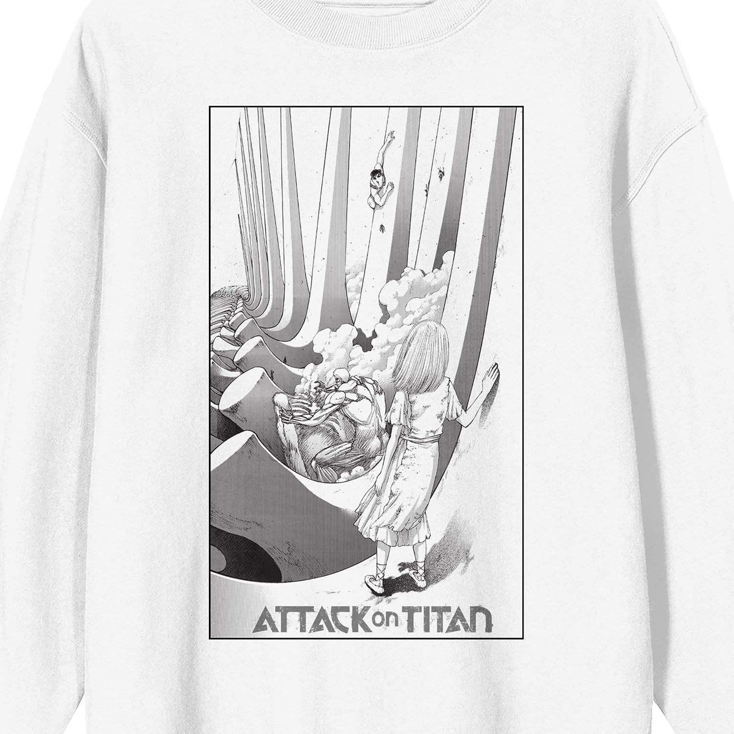 Bioworld Attack On Titan Ymir Fritz Watching Titans Adult White Crew Neck Sweatshirt
