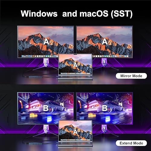 Miniatura 11 de Adaptador USB C a HDMI dual 4K a 30Hz, adaptador multipuerto KOZYC USB C Hub con 2 HDMI, USB 3.0, 100 W PD, compatible con divisor USB C a HDMI