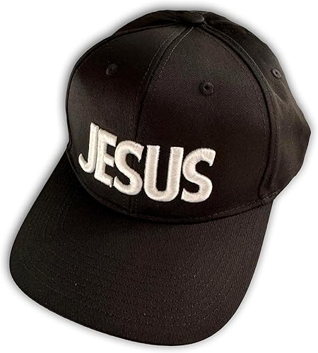 Vista 3 de BTC Universe LLC Jesus Gorra De Béisbol Snapback Estructurada Negro Con Bordado 3D Blanco, Negro