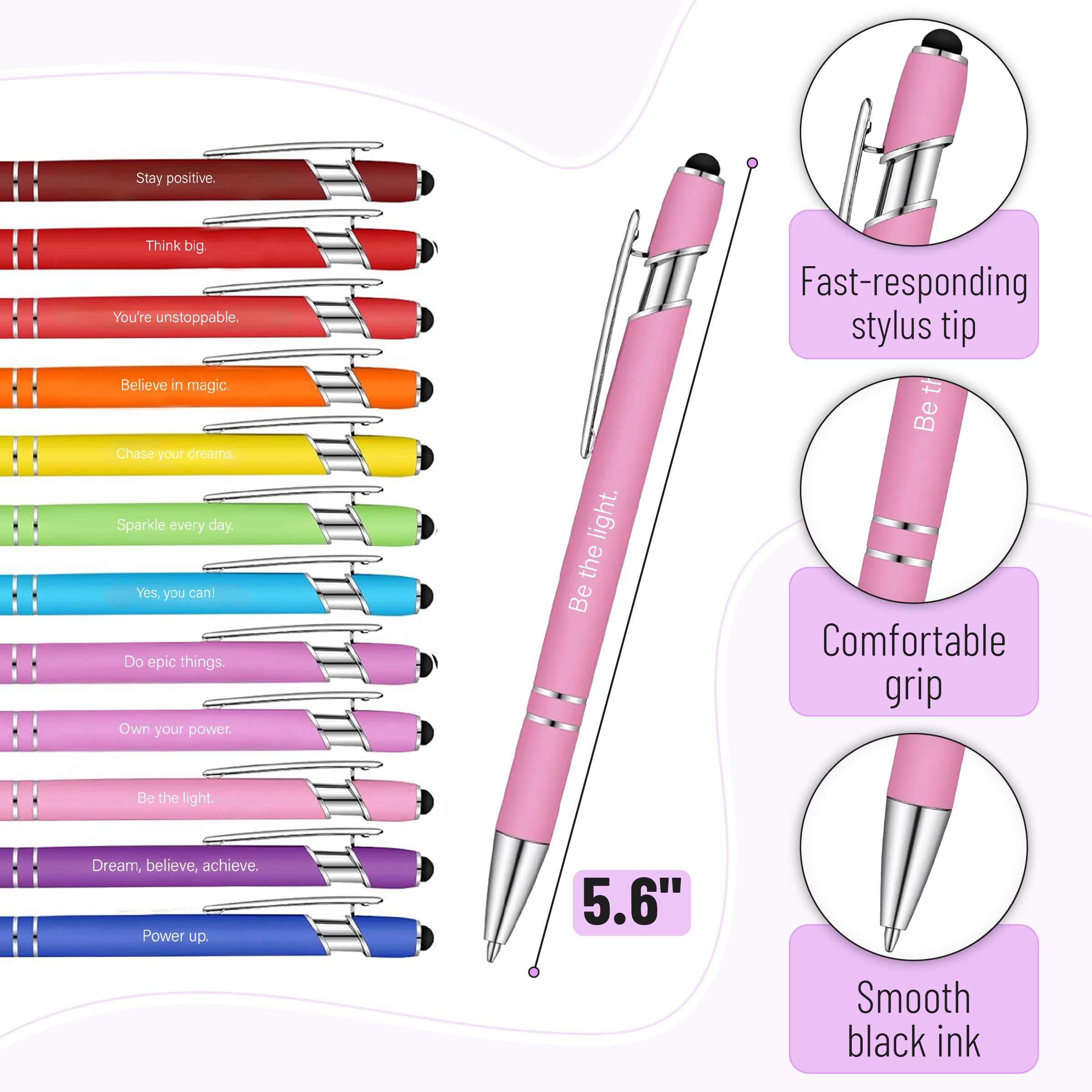 Mr. Pen- Inspirational Sticky Notes and Stylus Pens, 20 Pack, 3" x 4" Sticky Notes, 8 Pads, 240 Sheets, 12 Black Ink Pens with Stylus Tips, Great for Reminders, List-Making & Task Prioritizing