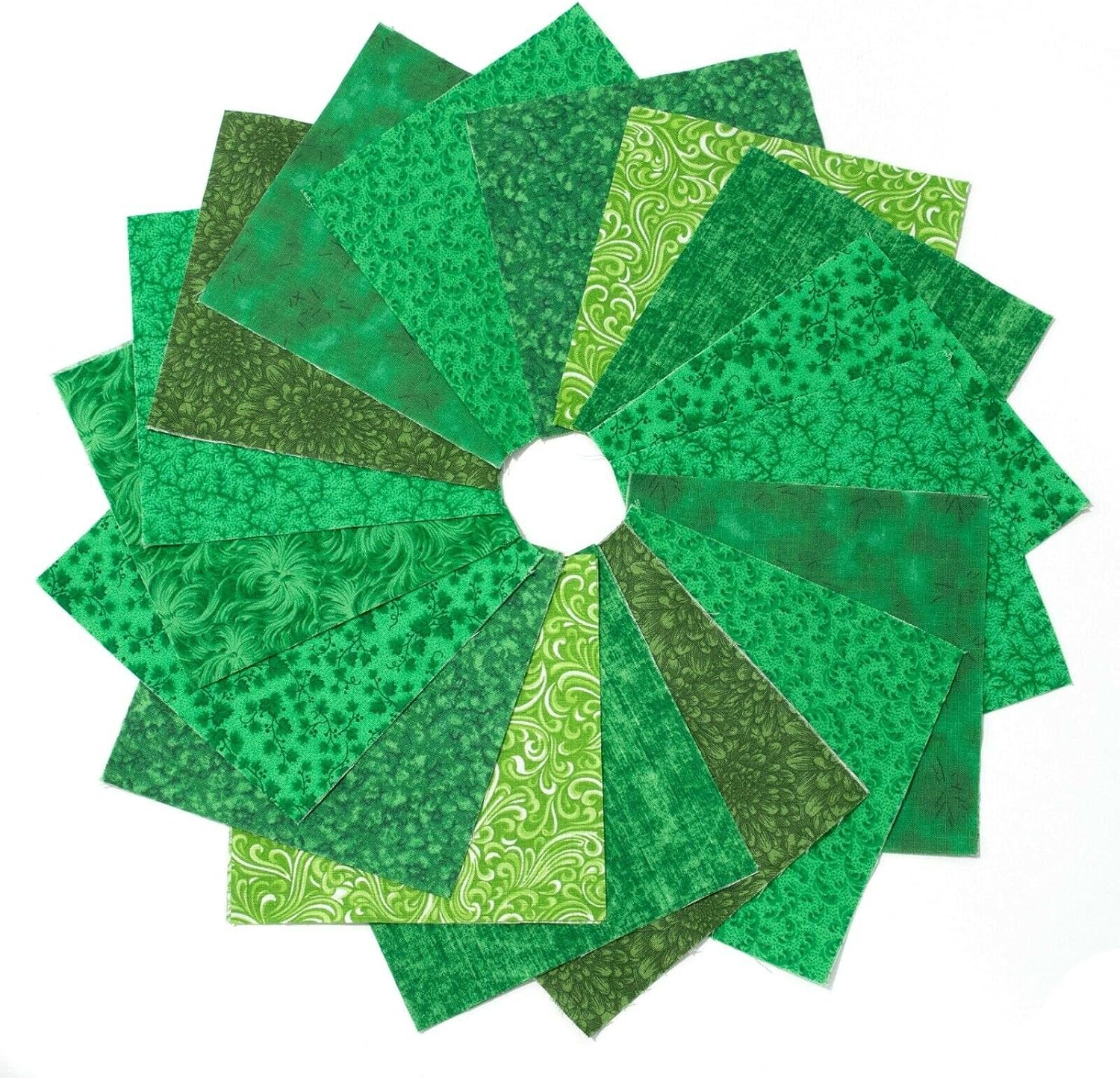 It's All Green 90-pc precut Charm Pack 5" Squares 100% Cotton Fabric Green Quilt