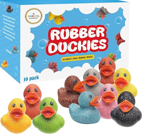 Miniatura 10 de Surtido de patos de goma con purpurina para niños, regalos de cumpleaños de baño, baby showers, verano, playa y piscina, 2 pulgadas (paquete de 100)