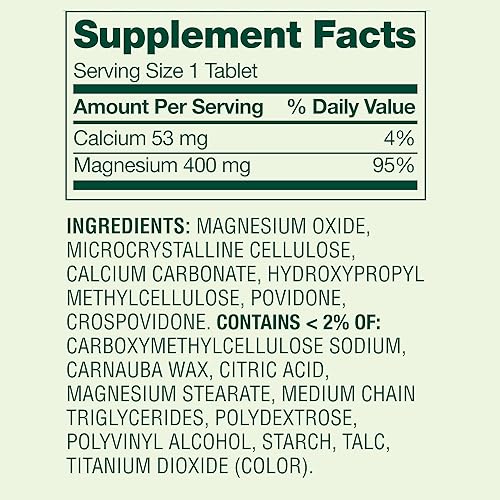 Miniatura 3 de Spring Valley - Tabletas de magnesio de 400 mg para la salud ósea y muscular, suplemento dietético, el mejor suplemento de magnesio para mujeres,