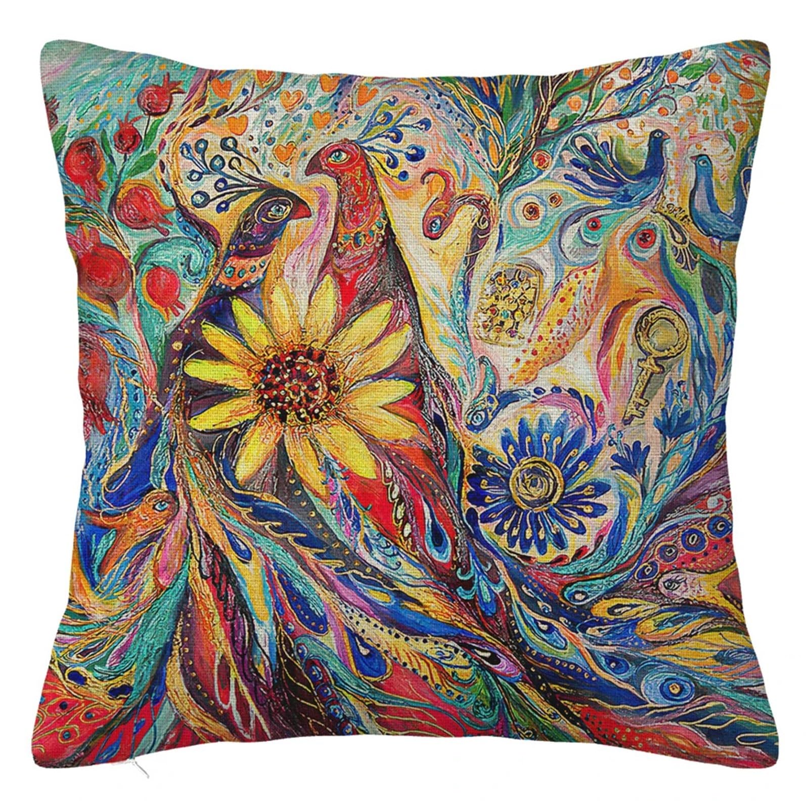 SHBHWS Branch Bird Flower Linen Pillowcase Sofa Cushion Cover Home Decoration 40x40 50x50 60x60 45x45 For Living Room Sofa(Color 6,400mm*400mm)