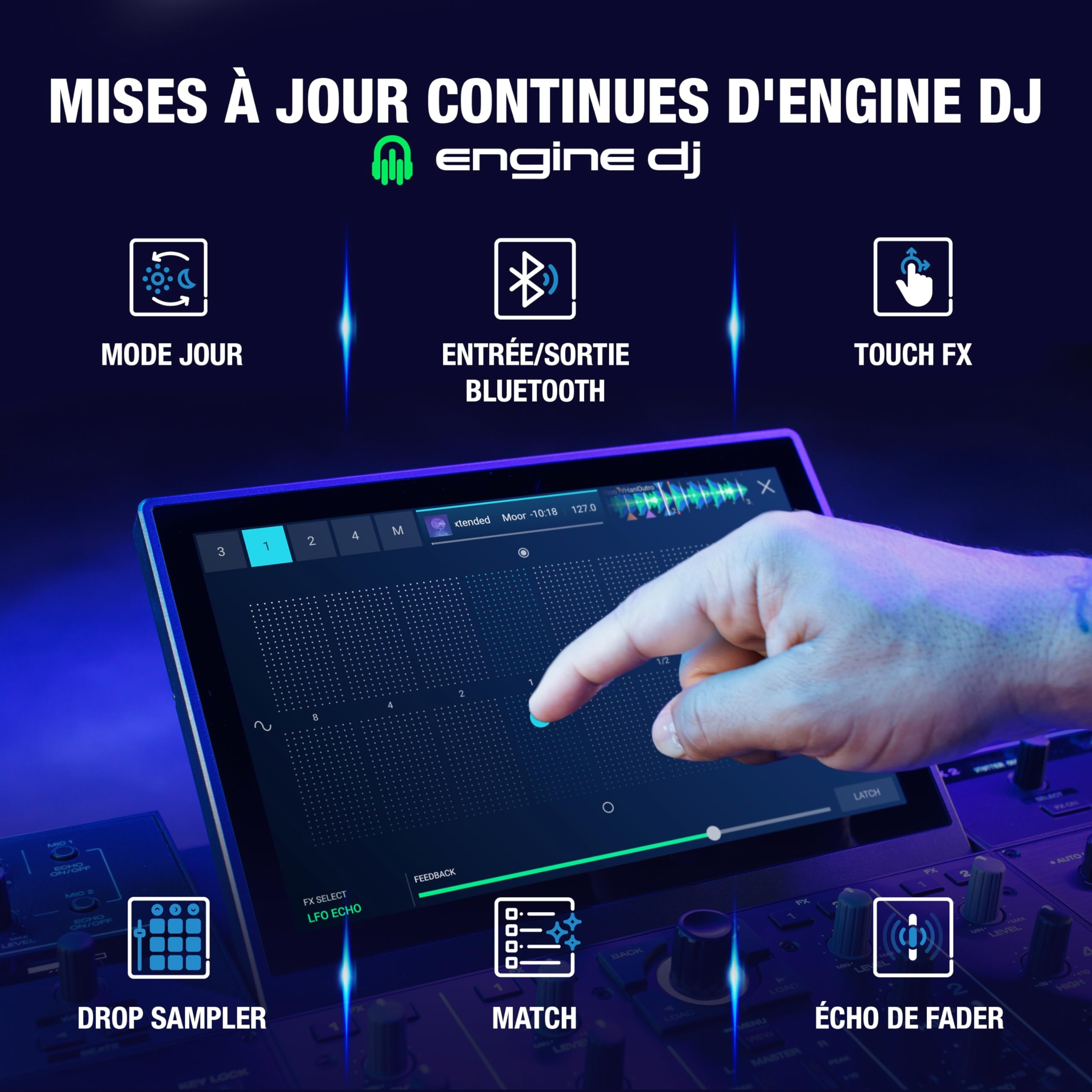 Denon DJ PRIME 4+ Contrôleur DJ Autonome avec Séparation Stem Sur 4 Platines, Streaming Wi-Fi, Drop Sampler, Écran Tactile 10.1", Contrôle Éclairage, Noir