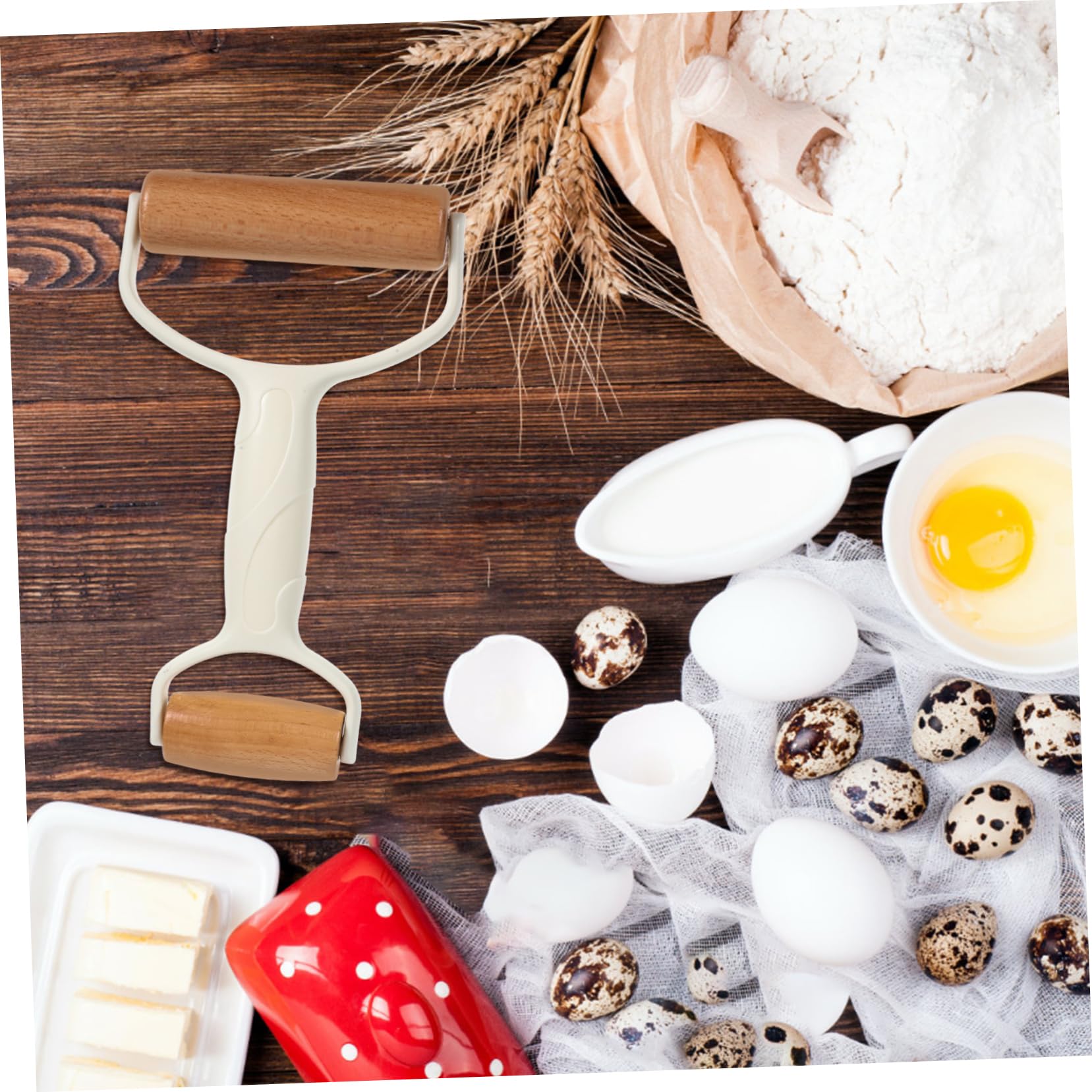 IMIKEYA 5piezas Rodillo De De Doble Para Hornear Utensilio De Cocina Para Pizza y Pastelería Rodillo De Madera y De Limpiar