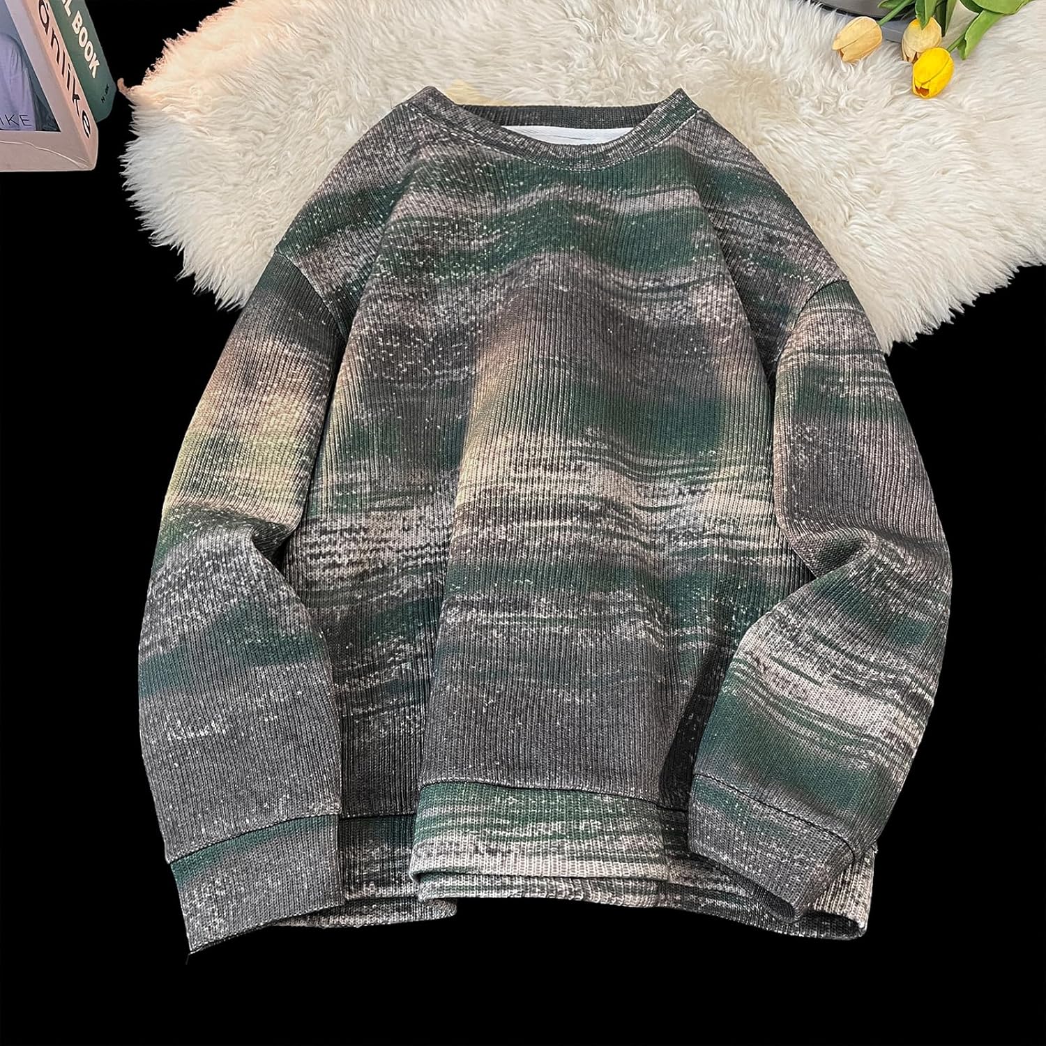 GURUNVANI Men's Gradient Tie Dye Sweatshirt Vintage Loose Fit Crewneck Casual Pullover - Image 3