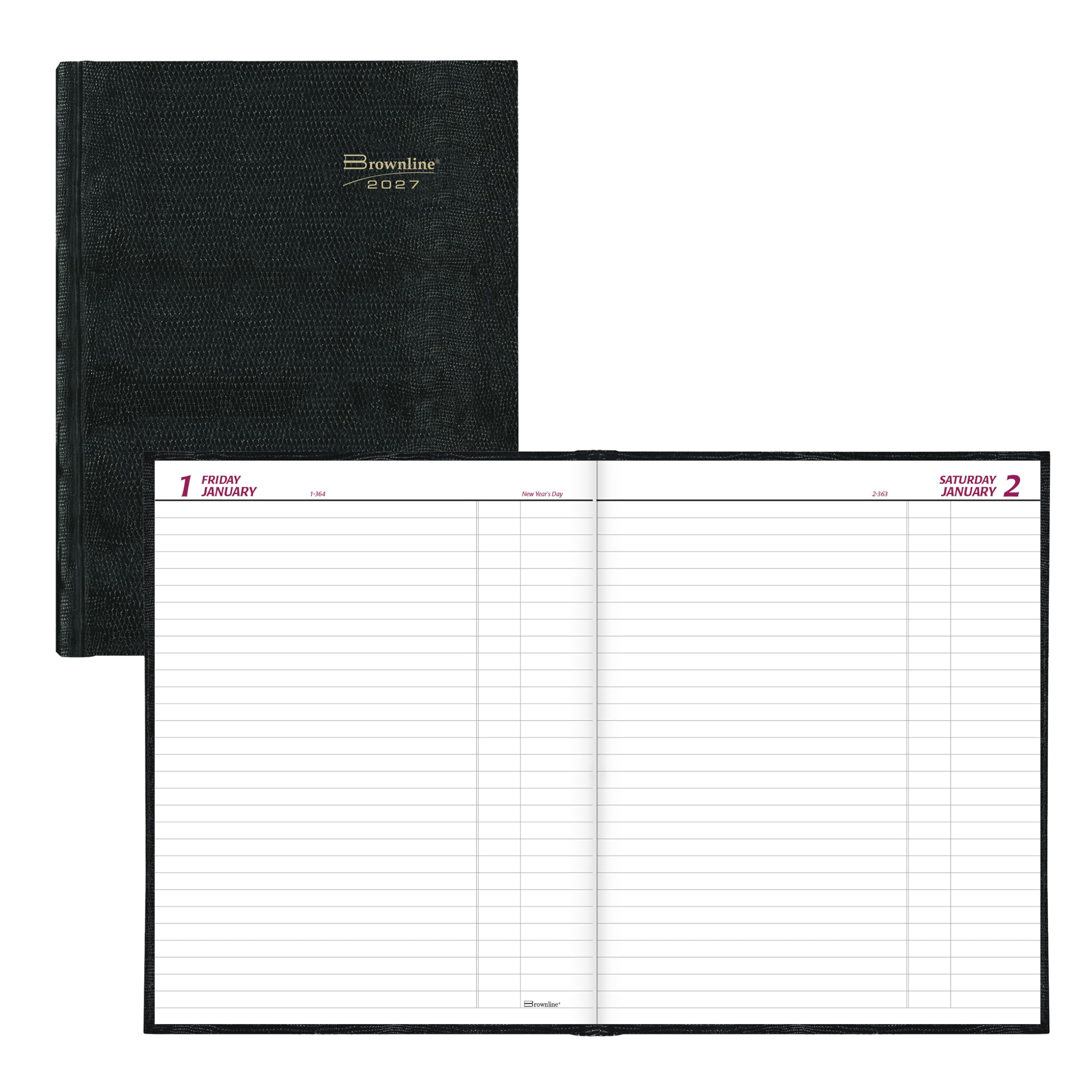 Brownline Agenda giornaliera 2027: tradizionale, senza tempo, nero (C550.BLK-27)