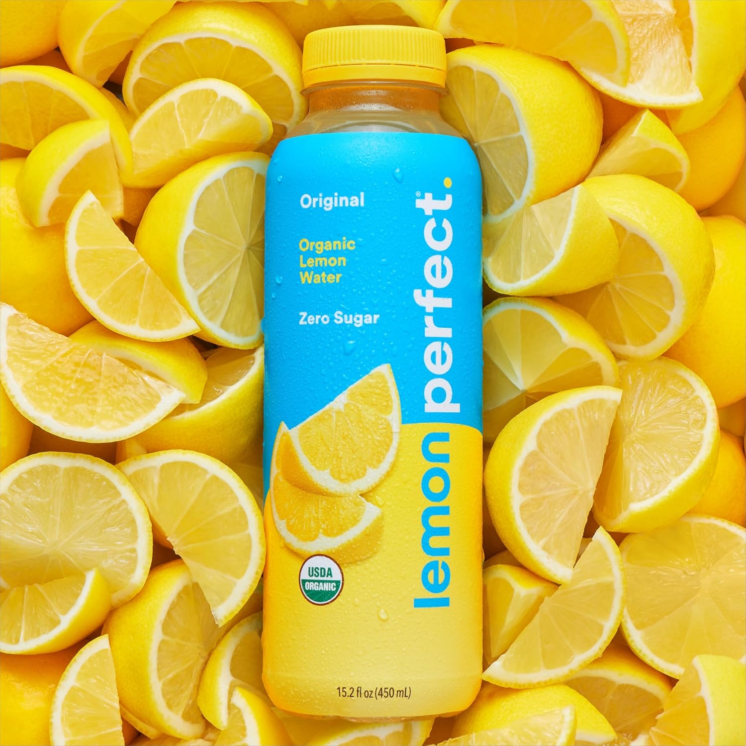 Lemon Perfect Original, Flavored Lemon Water, Organic, Zero Sugar, Healthy Hydration Drinks, 15.2 fl oz Bottles (12-Pack)