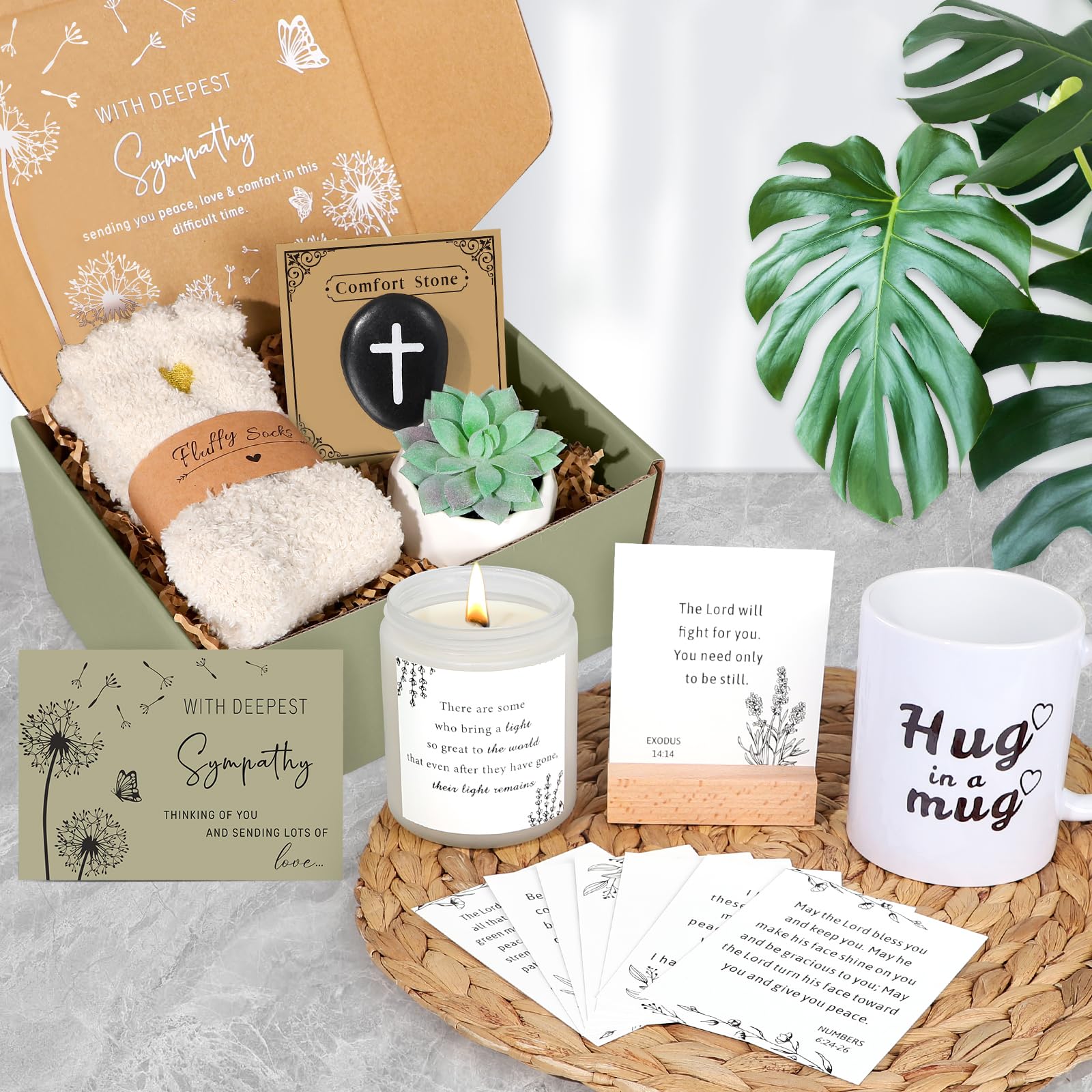 iAOVUEBY Canastas de regalo de condolencias, cesta de regalo de condolencias por la pérdida de un ser querido, madre, padre, marido, amigo, ideas de regalo de duelo para mujeres (diente de león)