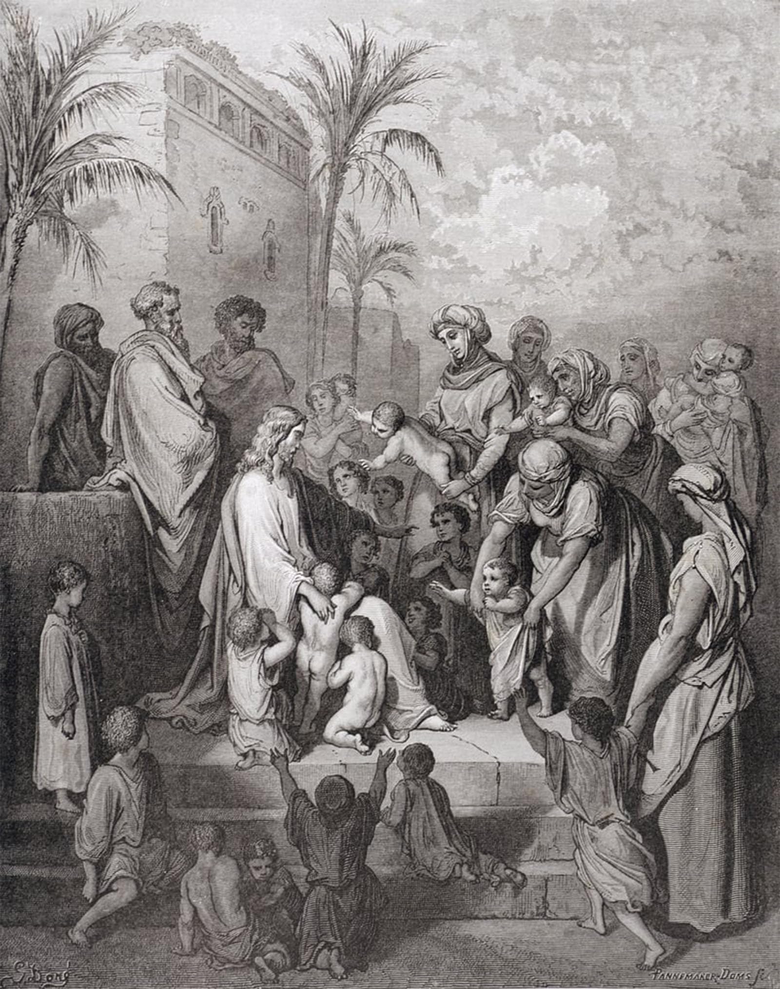 Artxlxxbn No Frame Famous Print Painting Colorful Art Print Jesus Blessing The Children Engraved By Gustave Dore Canvas Art Decorations For Home Decor 60X90cm