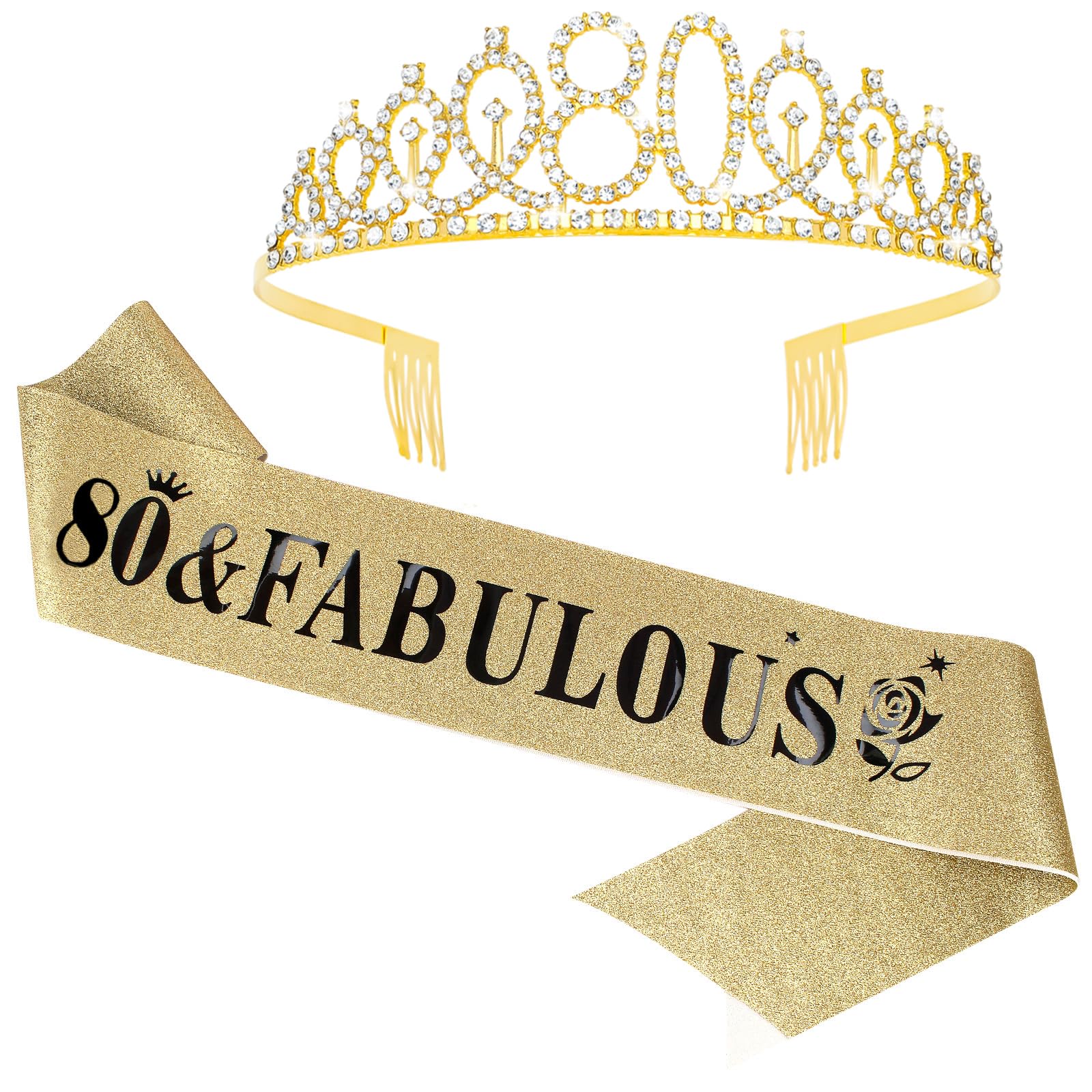 60th Birthday Sash & Tiara - Gold Crown '60 & Fabulous' -12