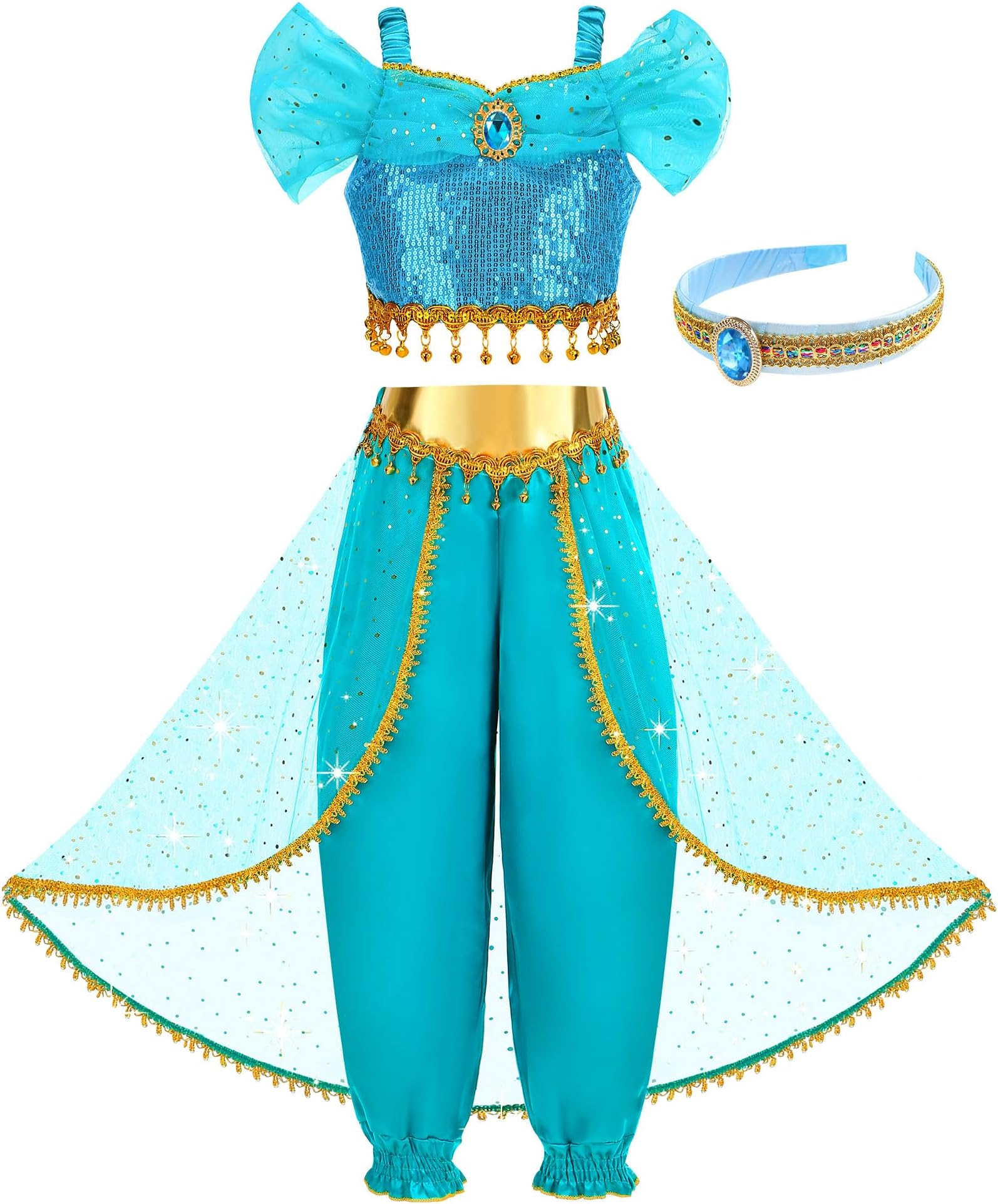 Aolliya Princess Costume for Girls Kids Arabian Princess Fancy Dress Up for Halloween Birthday Cosplay Party Carnival