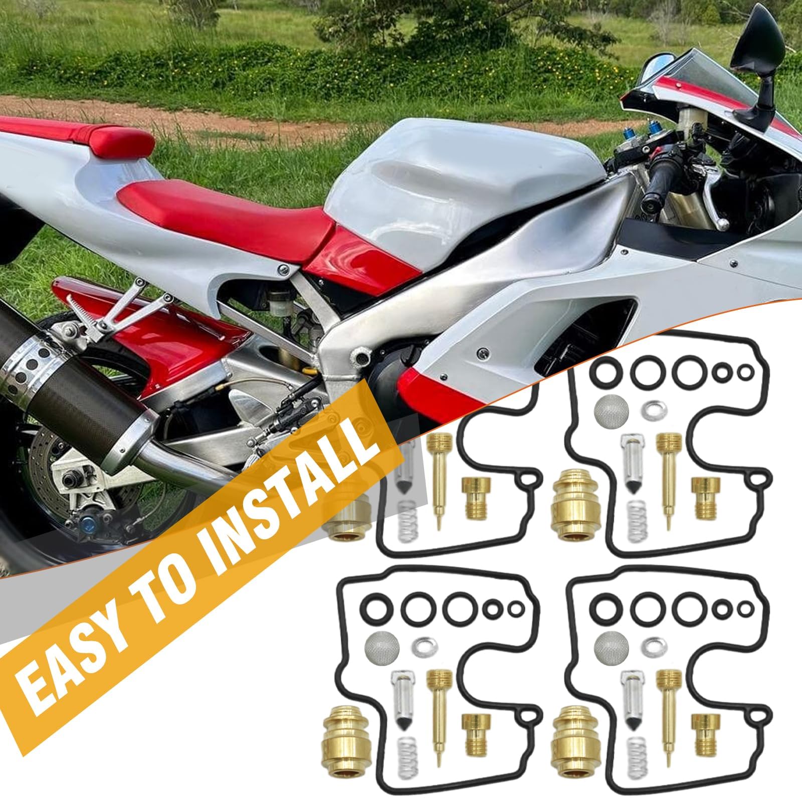 4Pcs Kit di Riparazione per Carburatore di Moto, Kit di Riparazione, Strumento di Sostituzione per Carburatore in Gomma per Yamaha YZF-R1 YZF R1 1998-2001