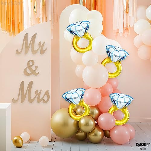 Miniatura 3 de KatchOn, Bonito globo de anillo de diamantes Paquete de 4, 18 pulgadas Decoraciones de despedida de soltera Globos de anillo de compromiso para