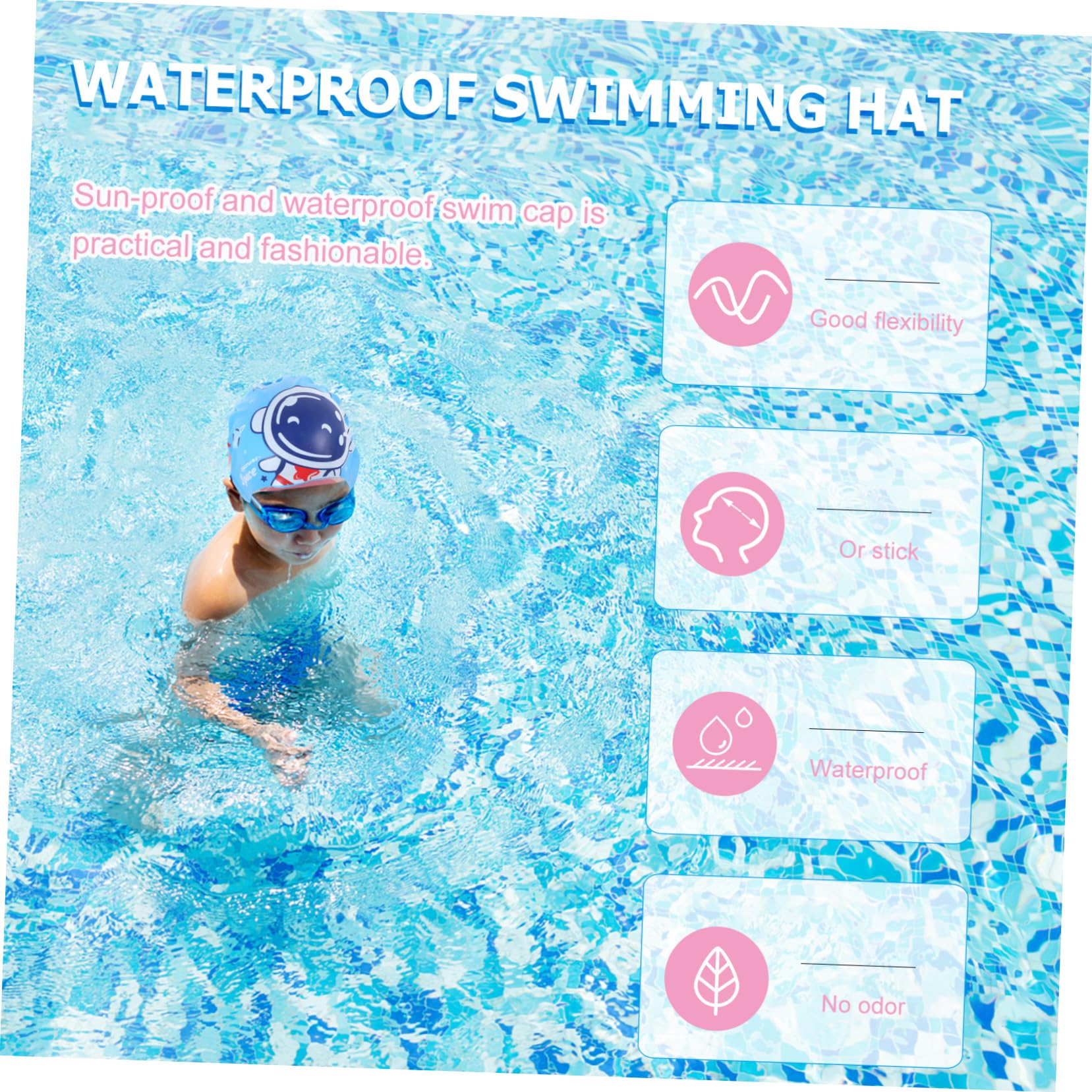 3pièces Bonnet De Bain Silicone pour Garçon Fille Casquette De Natation Cartoon pour Et Étanche Et Souple pour Leçons De Natation Bain