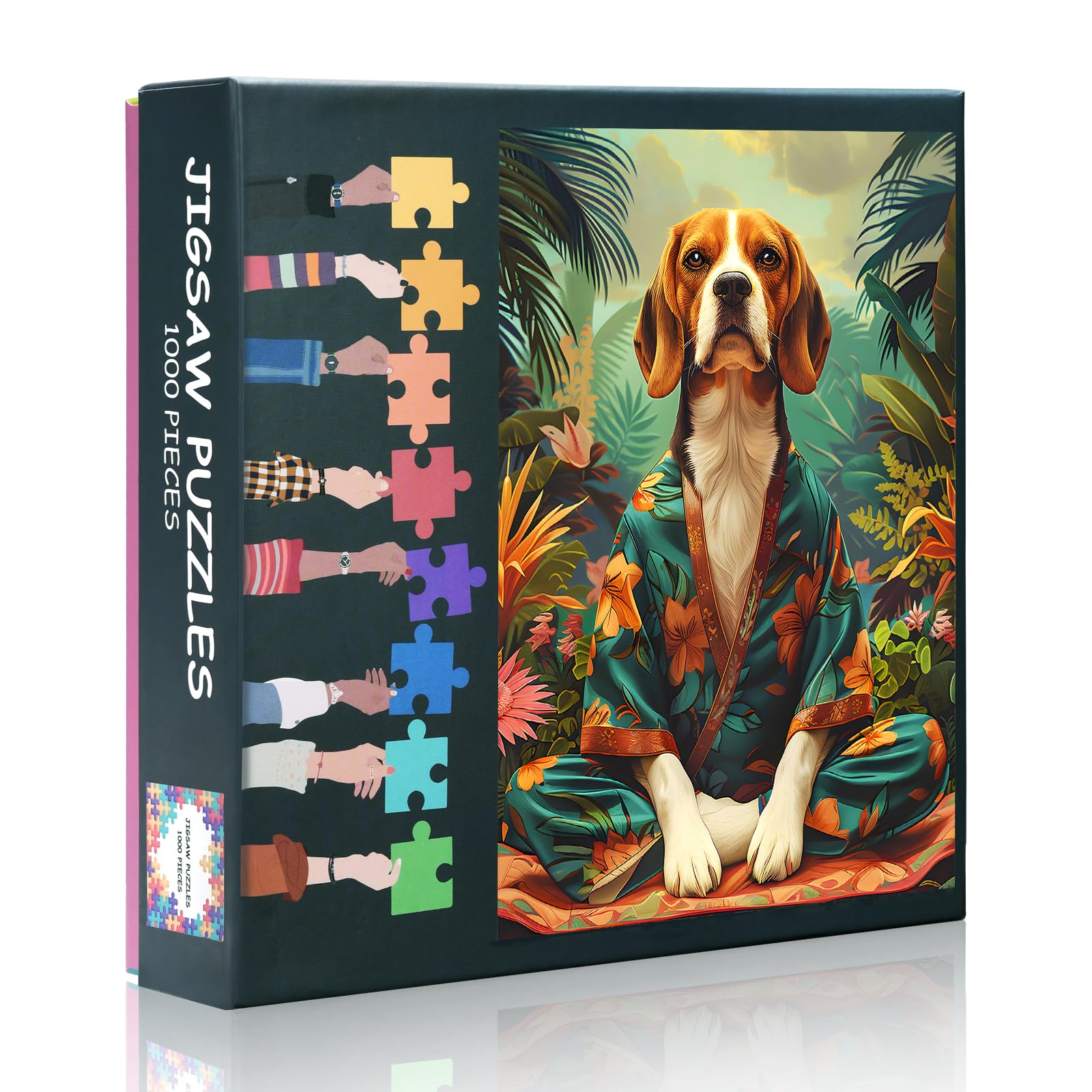 Meditation Dog Jigsaw Puzzles for Adults 1000 Pieces Portrait of Animal Meditating and Practicing Mindfulness Challenging Puzzles Humanized Animal Jigsaw Puzzle 50x70 cm