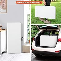 Vista 4 de SUPER DEAL Mesa plegable de 91 cm cuadrados, mesa de cartas portátil de plástico para interior y exterior, mesa resistente plegable a la mitad