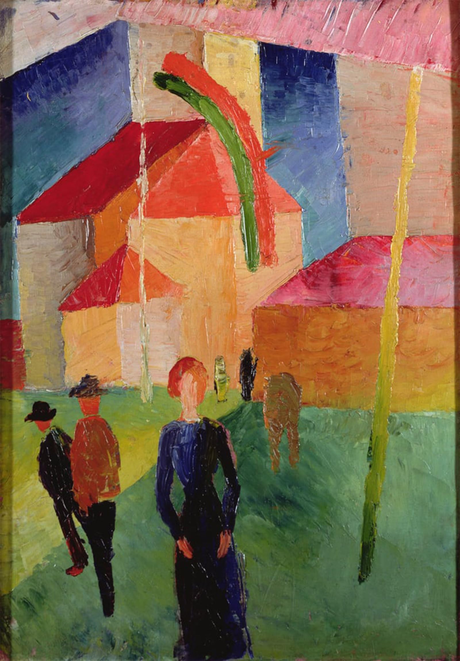 ARTXLXXBN Famous Prints Artwork Pictures Poster Painting Art Church Decorated with Flags by August Macke Artwork Landscape Pictures for Home Decor 60x90cm