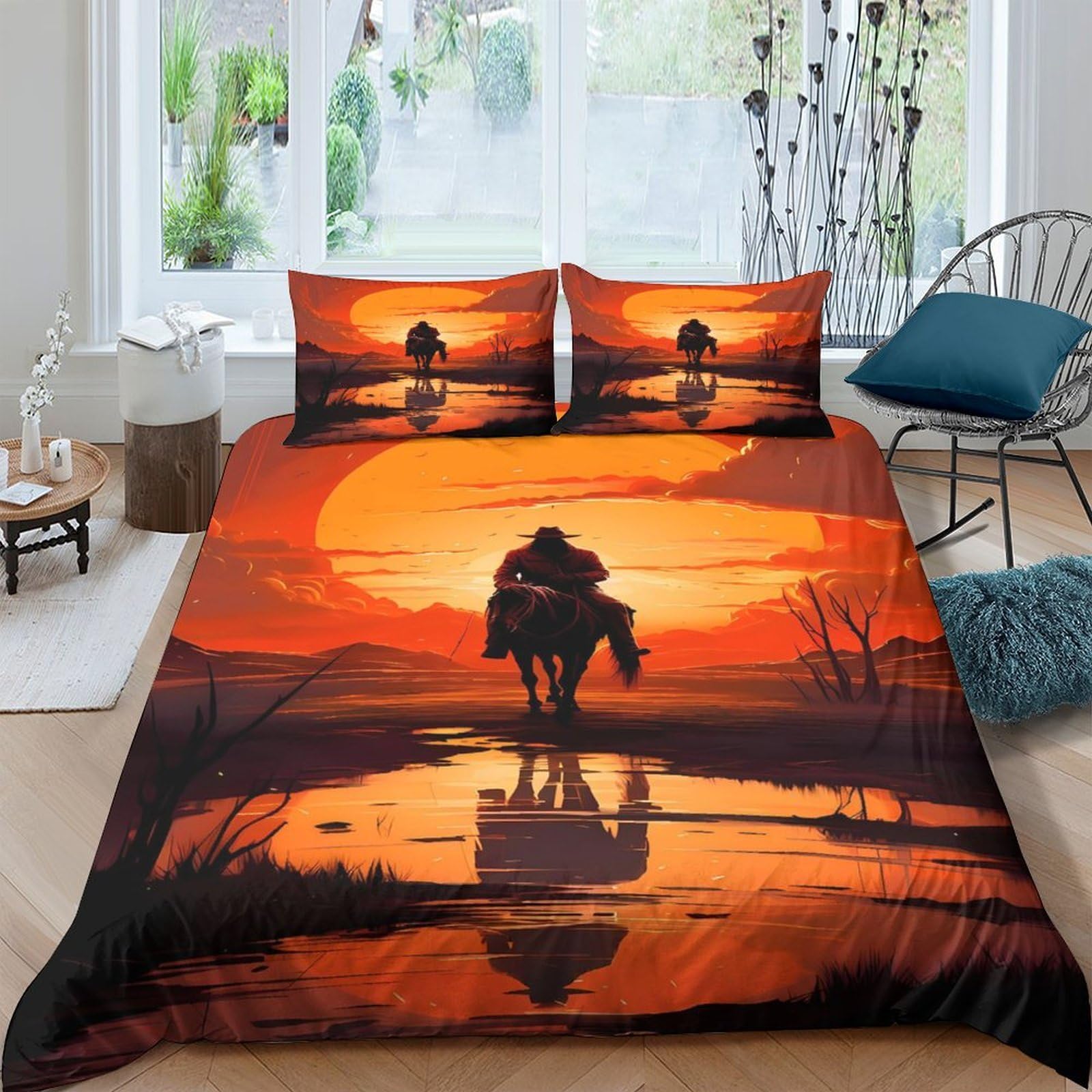 Ctjqhvkz Style-4 3D Printed Sunset Camel Fitted Sheet Microfiber Soft Bed Cover Orange Landscape Mattress Cover For Bedroom Decor Single（135X200cm）
