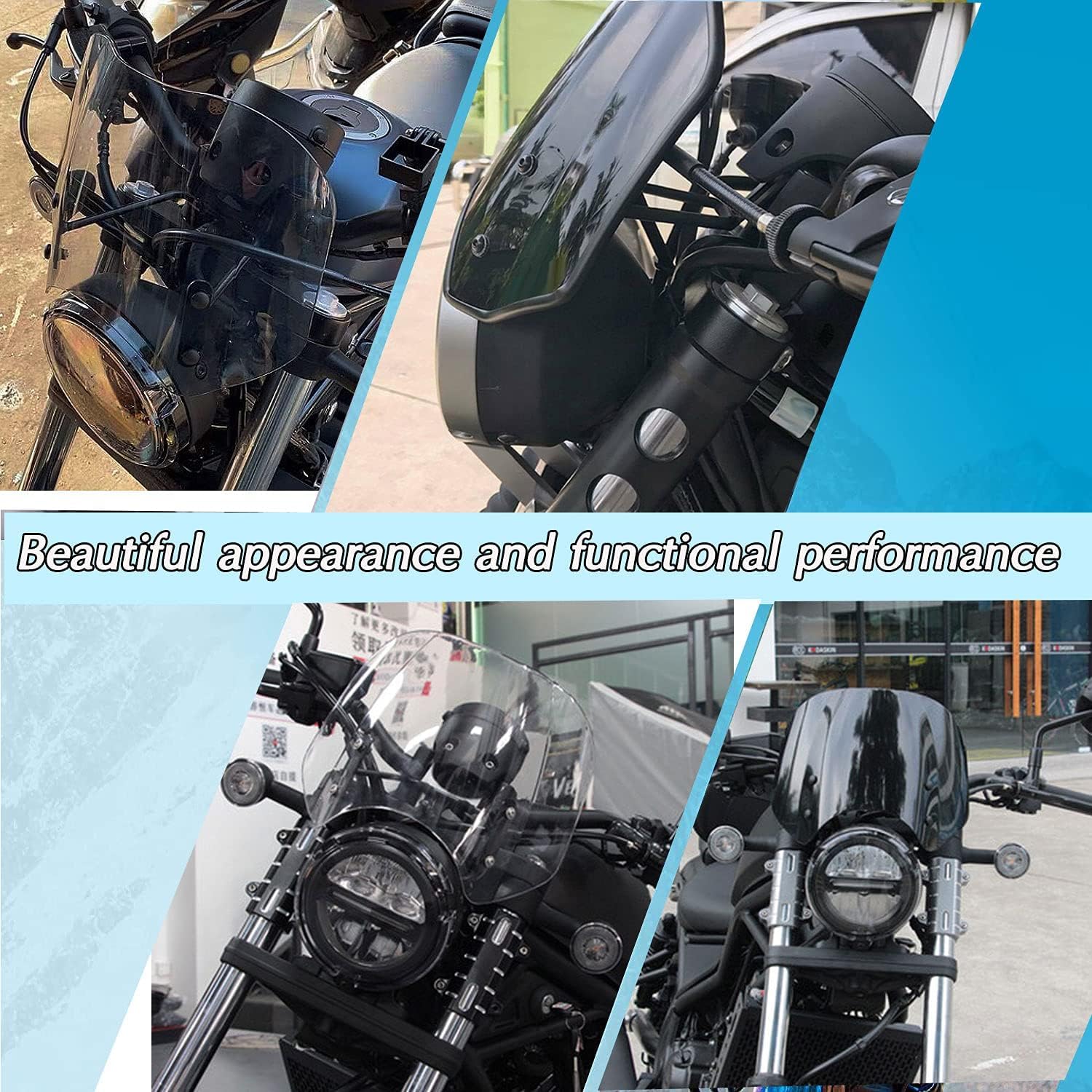 Motobike Accessories Windscreen Windshield fit for Ho-nda Rebel CMX 500 Rebel CMX300 2017 2018 2019 2020 2021 2022 2023 2024 Wind Shield Screen Protector (Light Smoke)