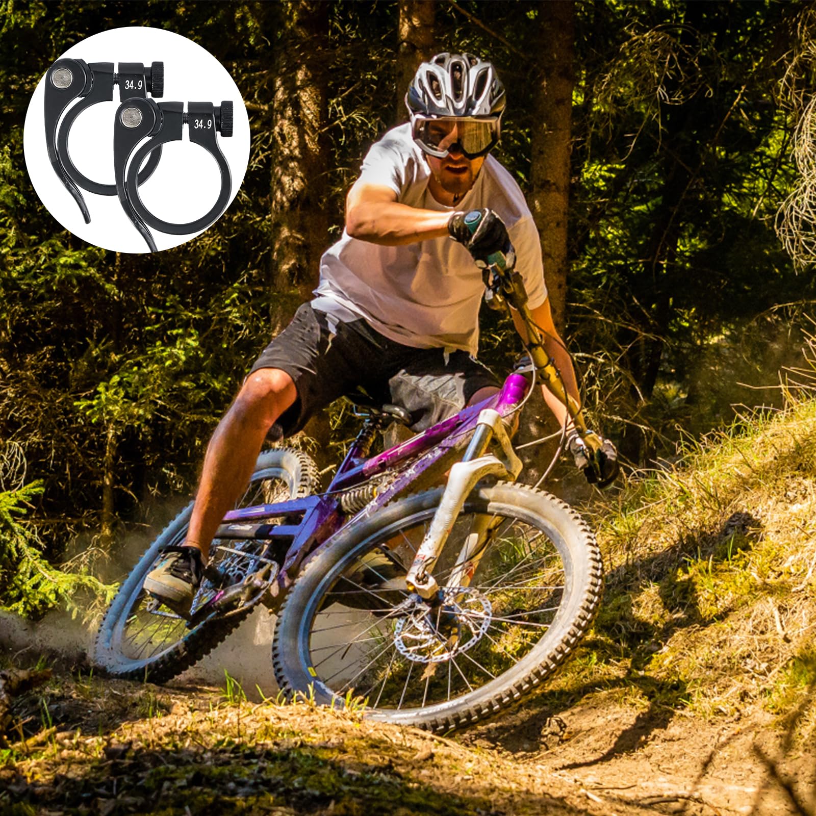 2 pezzi Collarino reggisella, Robusto e durevole Collarino reggisella in Lega di alluminio, Regolabile Morsetto del Sedile per Mountain bike Bici da strada e Bici pieghevoli, Nero (34.9mm)