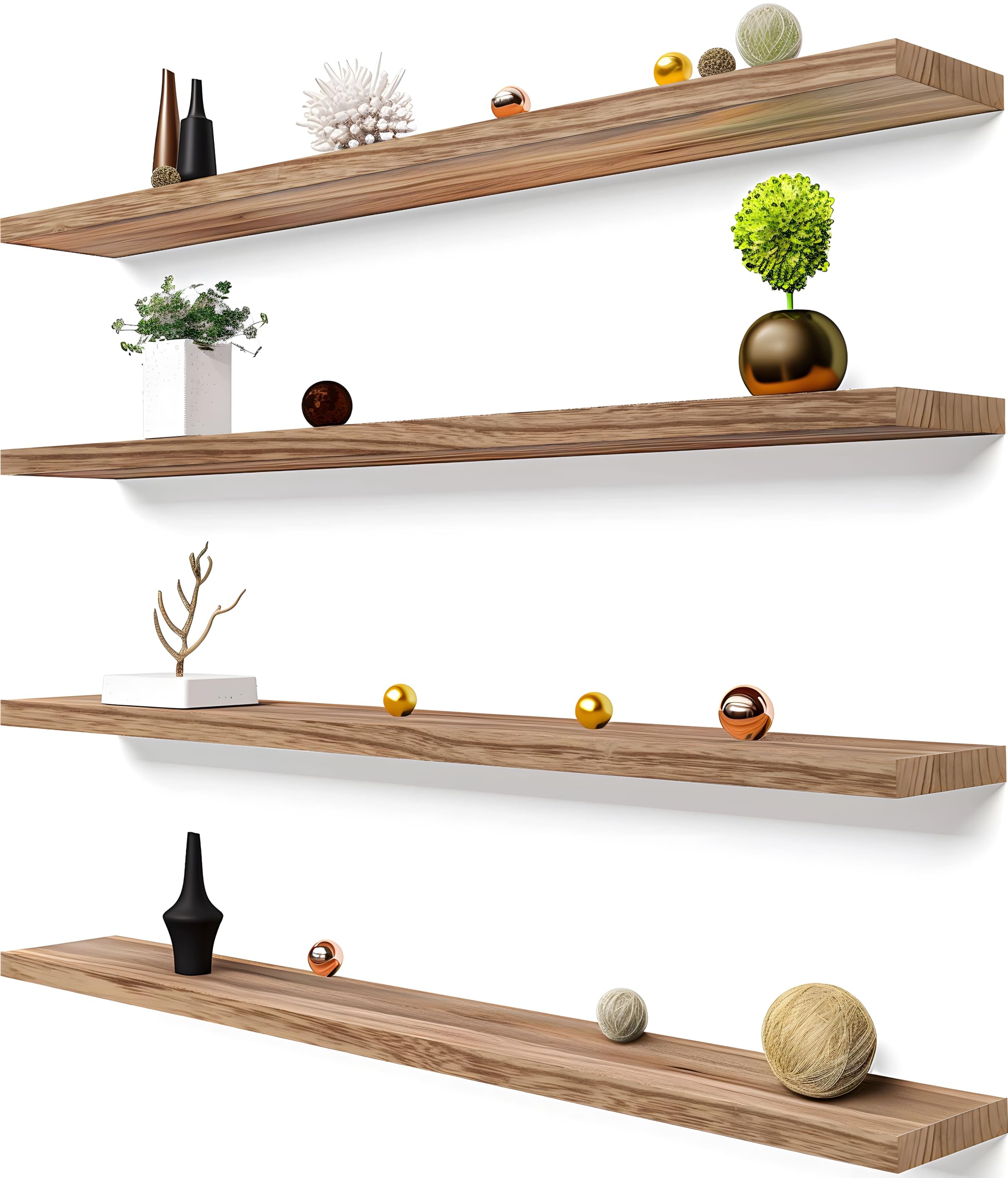Photo 1 of ***Missing Hardware *** YFYEO 48 Inch Light Wood Floating Shelves for Wall Rustic Wall Shelf for Bedroom Living Room Set of 4