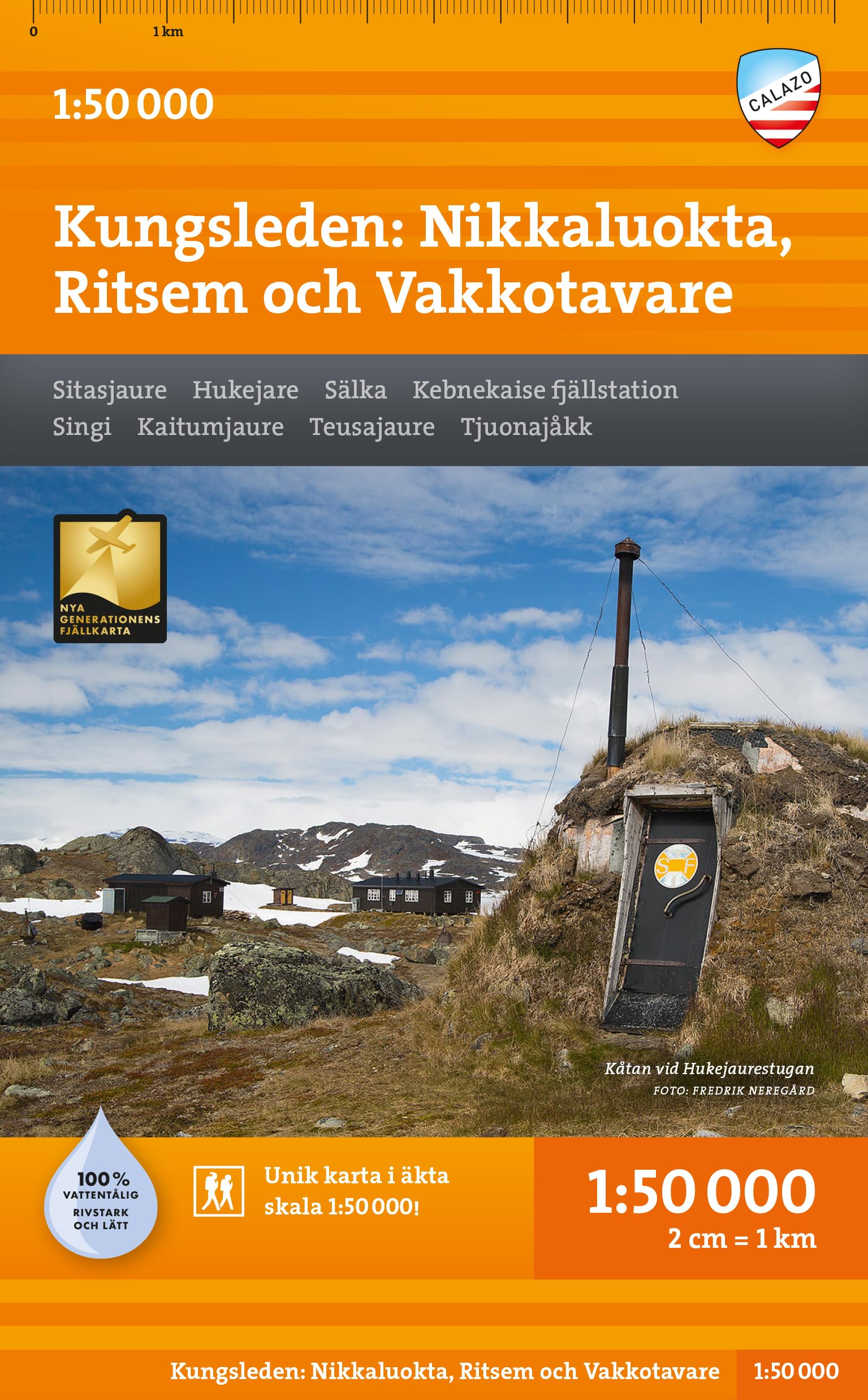 Kungsleden: Nikkaluokta, Ritsem & Vakkotavare (Mountain map detailed scale)