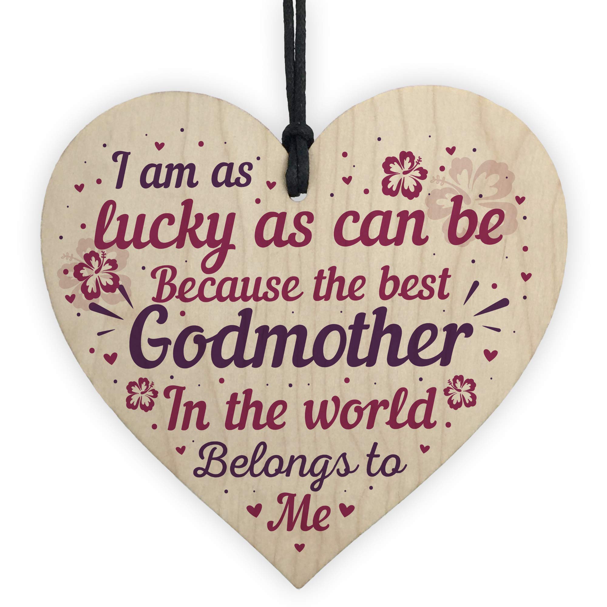 Red Ocean Multicolor Godmother Gifts Thank You Gifts Handmade Wooden Hanging Heart Plaque Godparent Christmas Friendship Gifts