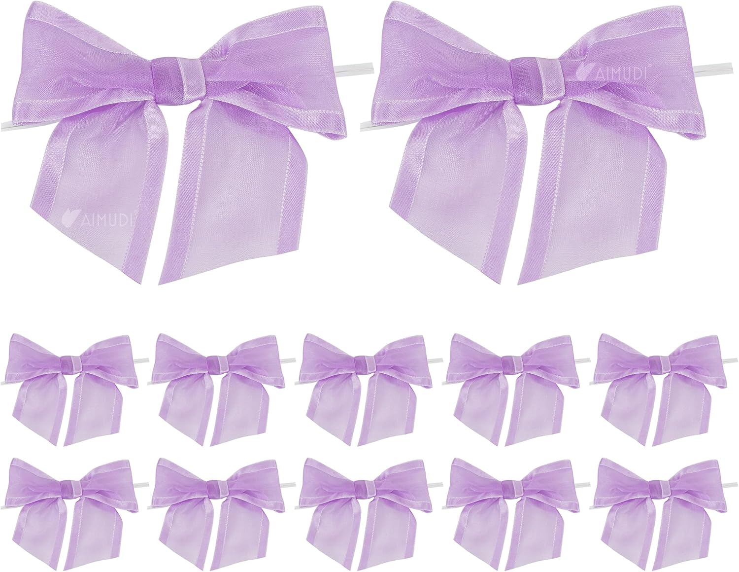 AIMUDI Purple Bows for Crafts 4" Lavender Bows with Twist Ties Premade Lilac Bows Pre Tied Organza Bows for Treat Bags, Easter's Day, Cake Pop,Gift Wrapping,Baby Shower,Wedding Favor -12 Counts