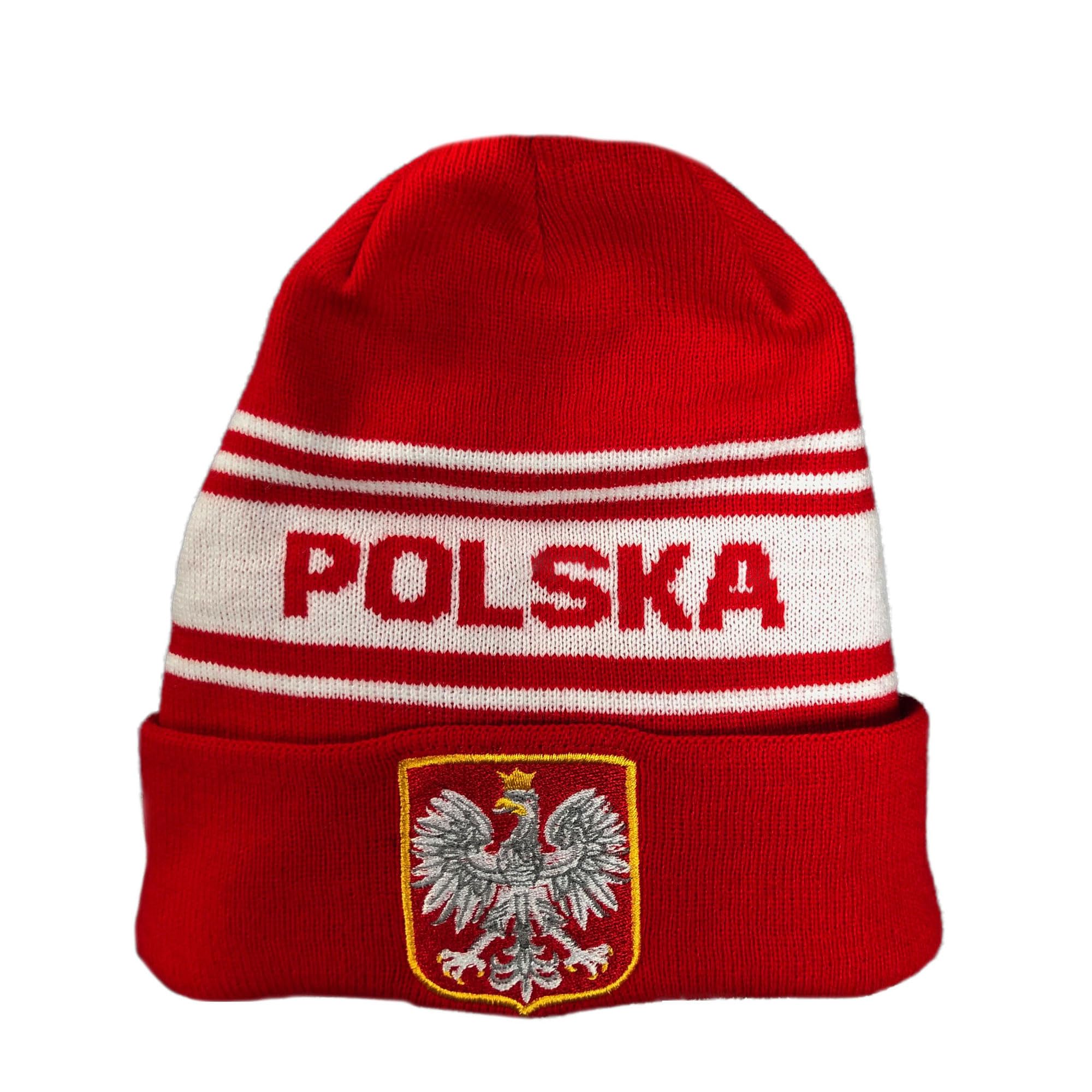 Beyond Happy Poland Red and White Crest Ski Hat - Stylish Winter Beanie for Polska Supporters – Ultimate Supporters Hat for Comfort and Warmth (UK, Alpha, One Size, Bronx Hat)