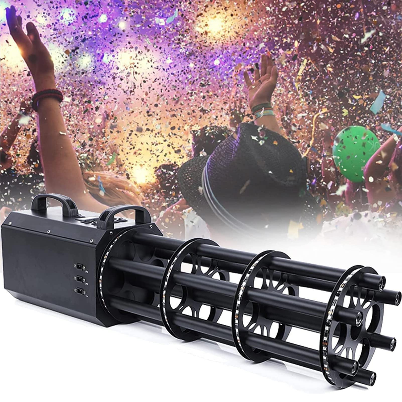 Máquina de cañón de confeti portátil, máquina lanzadora de pistola de confeti, cañón profesional, 6 recargable, de mano, para conserjería de bodas, ambiente para DJ, escenario, celebración,