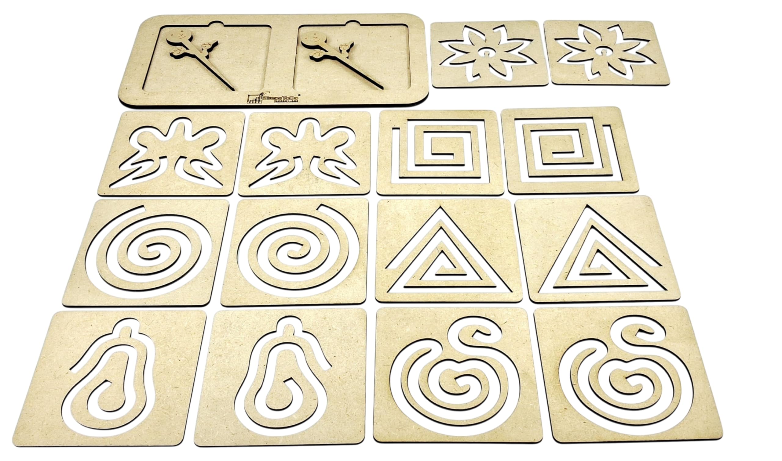 Wooden Pre-Writing Tracing Board Set for Kids (12 Boards | 6 Pattern Pairs) | Two-Hand Coordination Learning | Fine Motor Skills & Handwriting Development Kit | Montessori Teaching Aid-image-21
