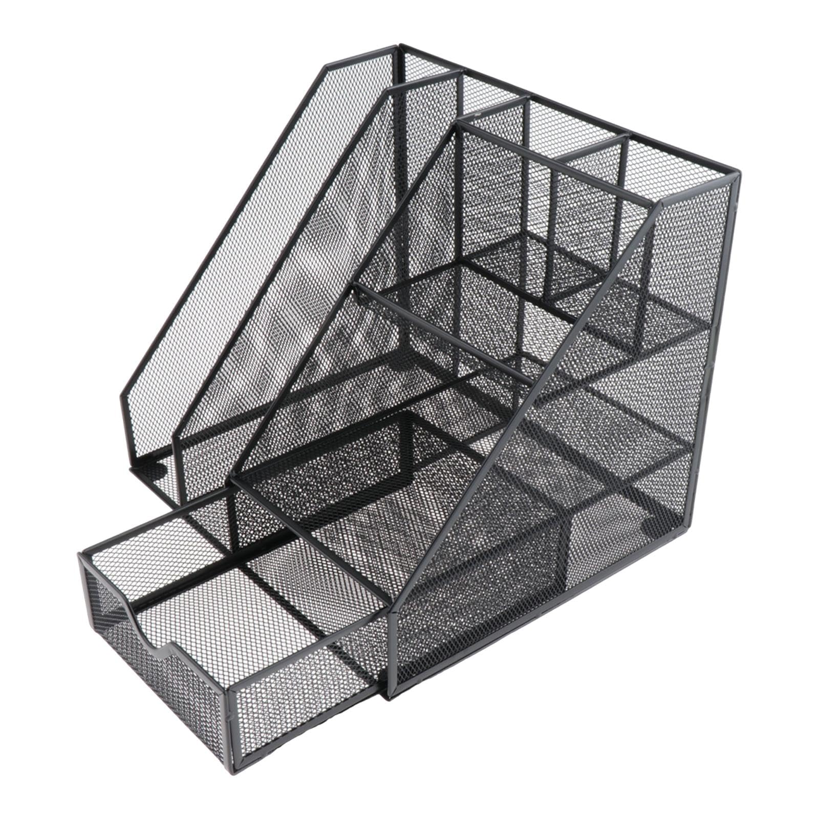 Soporte de Archivos para Escritorio, Estante Vertical de Almacenamiento, Organizador de Trabajo en Metal, Cajón a La Derecha