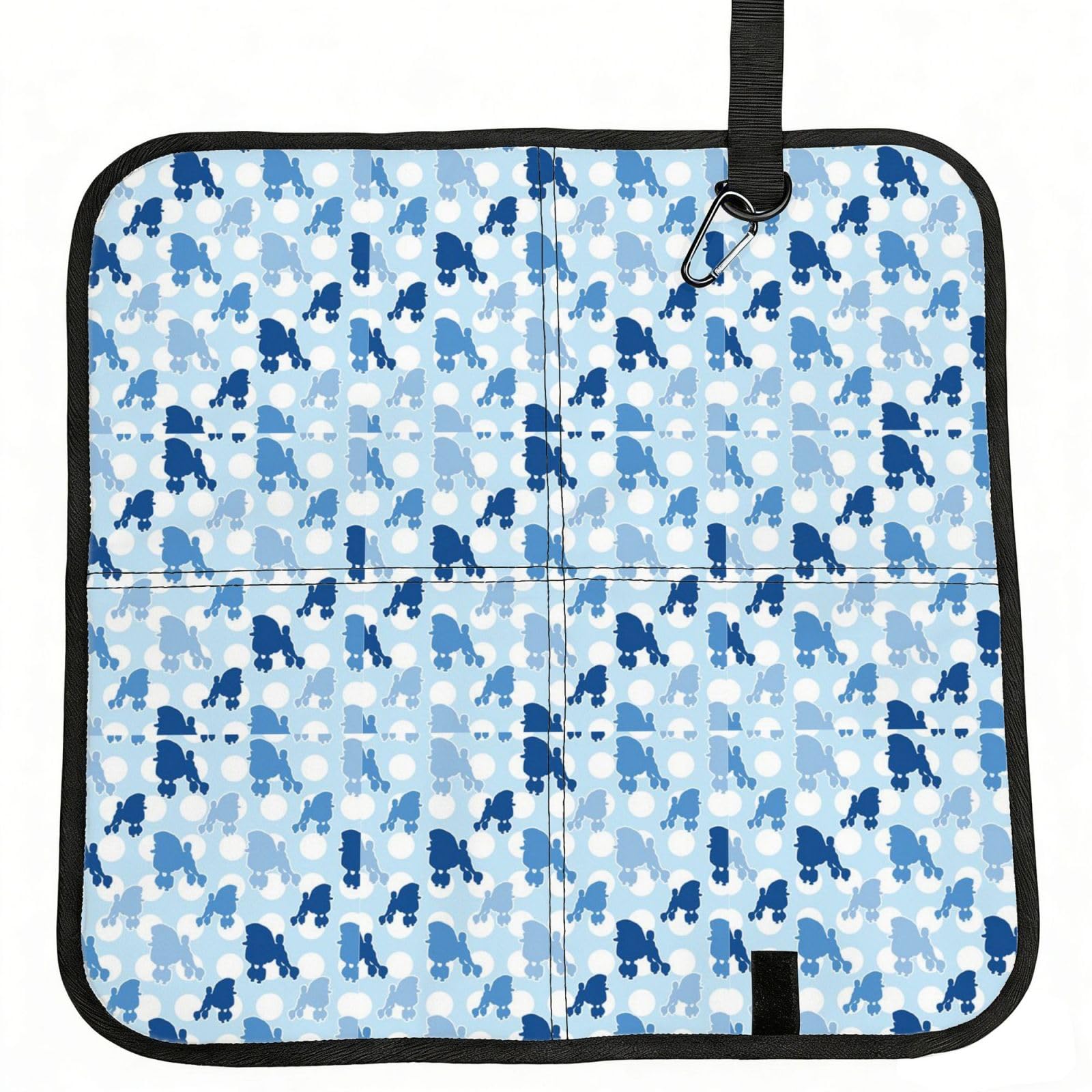ERCgad Blue Poodle Polka Dot Print Foldable Seat Cushion Portable Chair Pad Lightweight Travel Outdoor Office Home