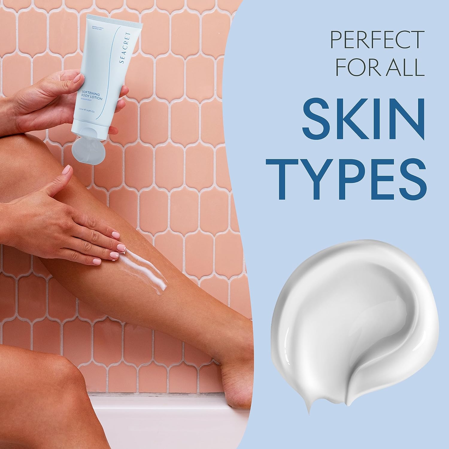 SEACRET Body Lotion for Dry Skin - Daily Moisturizing Lotion with Ceramide, Squalane, Shea Butter & Dead Sea Minerals, Fast-Absorbing Non-Greasy Formula, 6.8 fl oz - Image 7