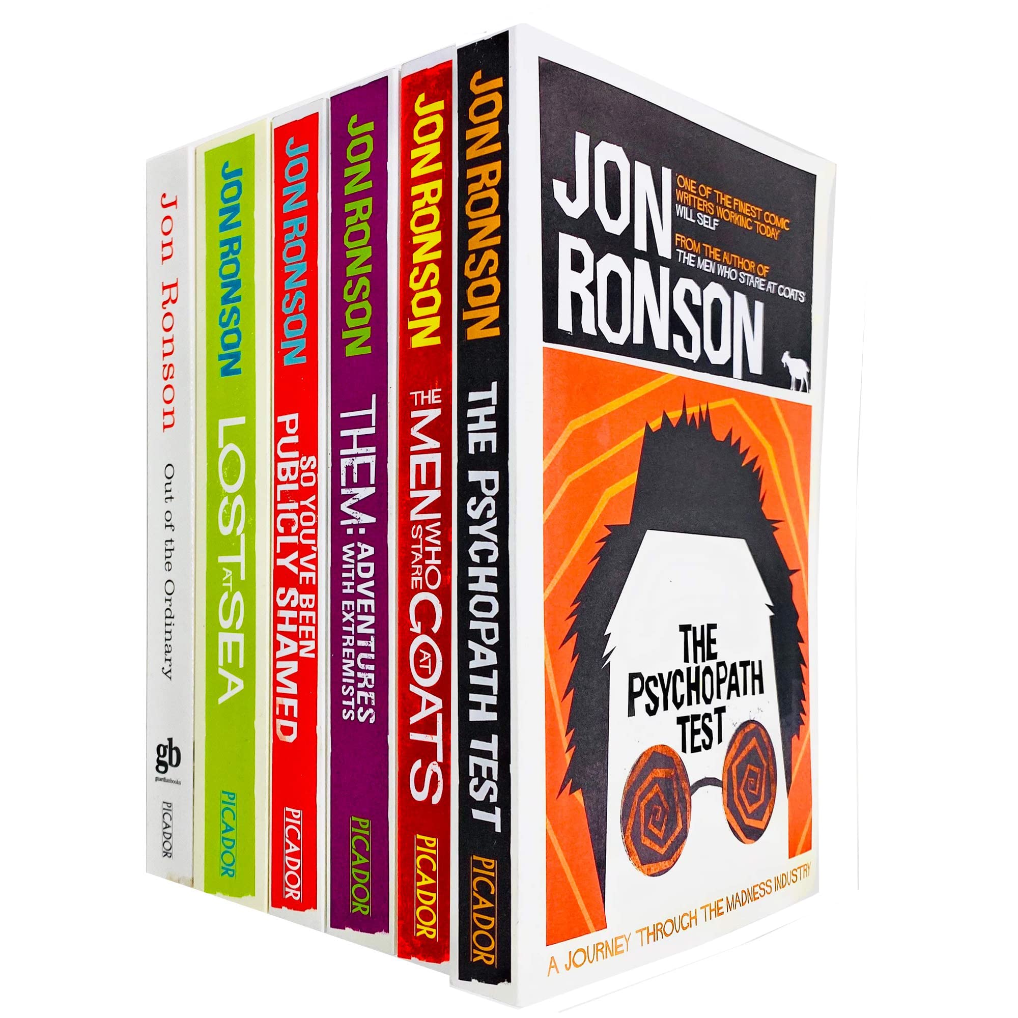 Jon Ronson Collection 6 Books Bundle set (So You've Been Publicly Shamed, Men Who Stare At Goats, Them: Adventures with Extremists, Lost at Sea: The Jon Ronson Mysteries, Out of the Ordinary, Frank)