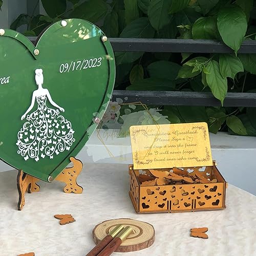 Miniatura 4 de Wooden Sweet 15 Heart Guest Book Personalized, Princess Quinceanera Heart Guest Book Alternative Frame - Idea for Customized Mis Quince, 15th