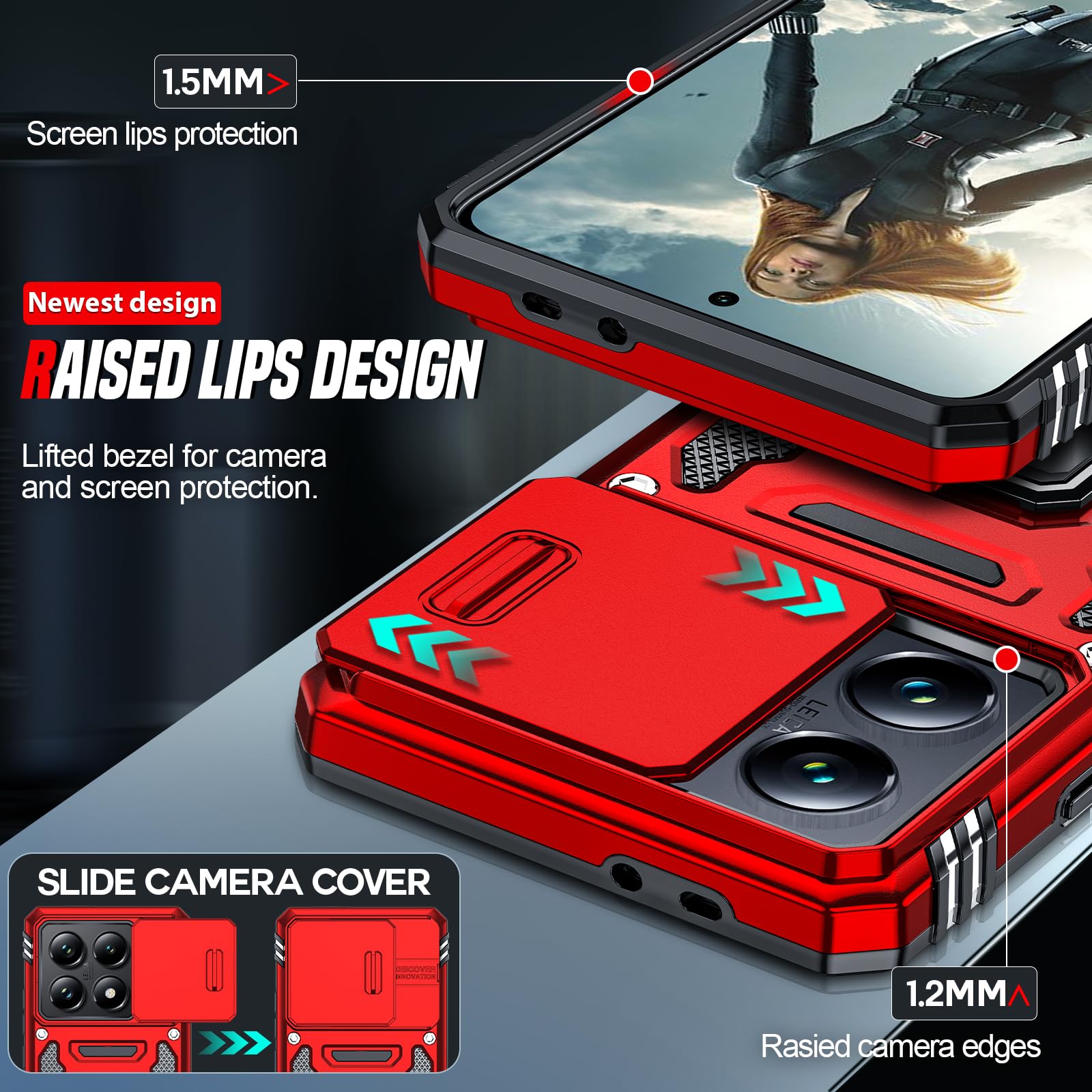 LeYi Custodia Xiaomi 14T 5G Con Pellicola Vetro - Cover Scorrevole E Anello Supporto - Foto 11
