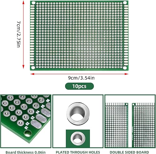Miniatura 9 de Eagles 10 piezas de placa PCB de doble cara de 2.8 x 3.9 in, prototipo estañado DIY universal FR4 circuito impreso PCB placa protoboard PCB kit