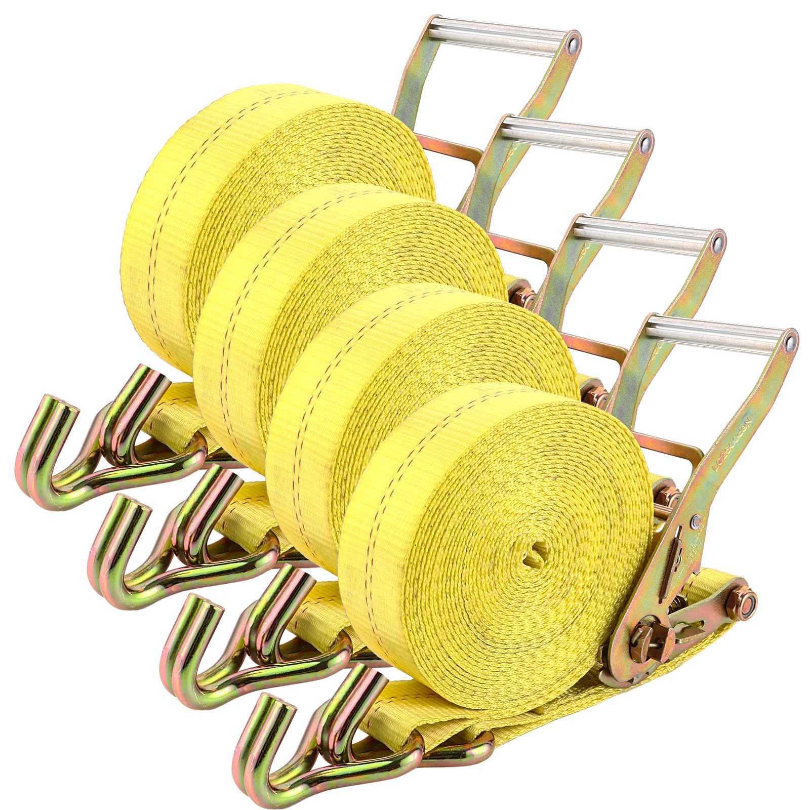 DAJAVE 4 correas tensoras de 50 mm x 8,5 m, 5000 kg con trinquete y gancho, correa de amarre resistente para motocicletas, correas de amarre para asegurar la carga